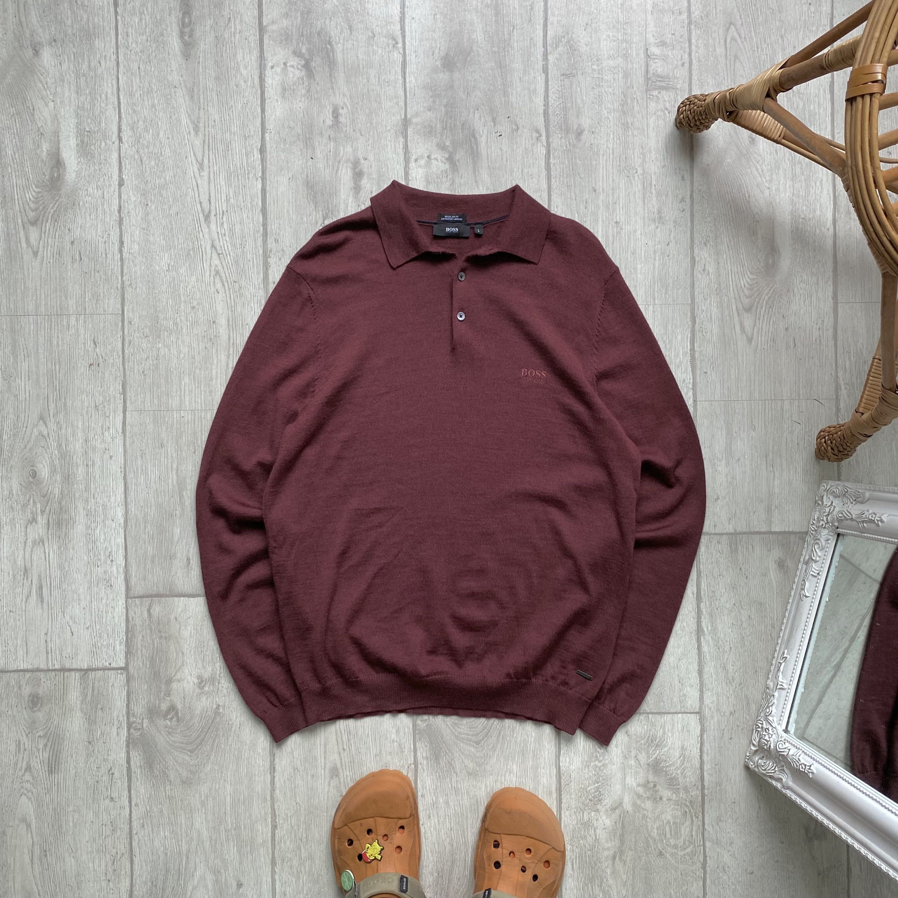 Hugo Boss Luxury Hugo BOSS wool polo rugby sweater pullover jumper Size US L / EU 52-54 / 3 - 1 Thumbnail