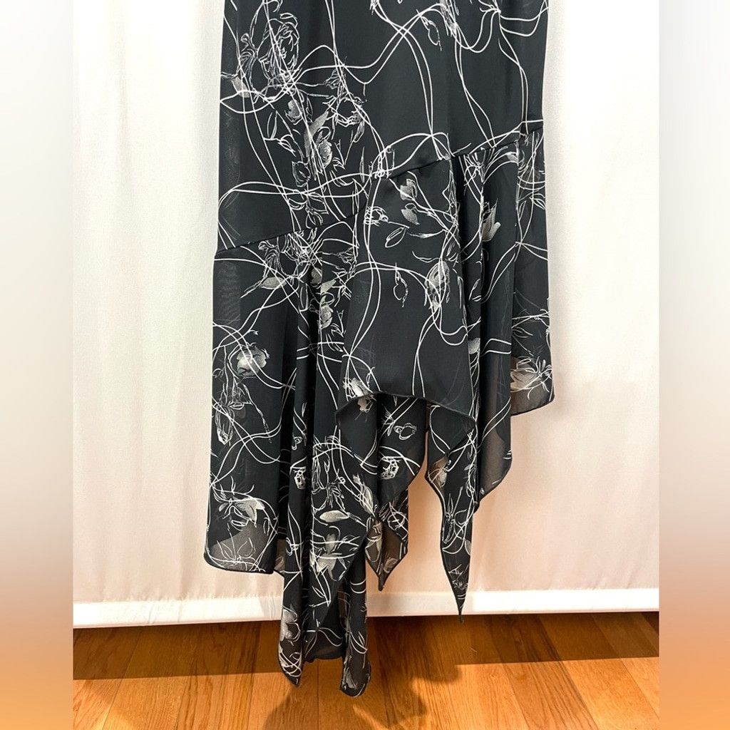 Other Y2K Vtg Black Floral Printed Cami Slip Bias Midi Dress 12/M Size M / US 6-8 / IT 42-44 - 5 Thumbnail
