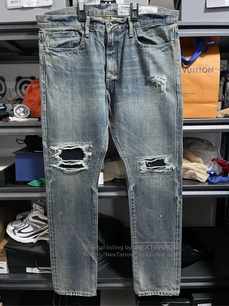 Neighborhood Neighborhood size XL Ripped Destroyed King Denim Jeans Size US 27 - 1 Thumbnail