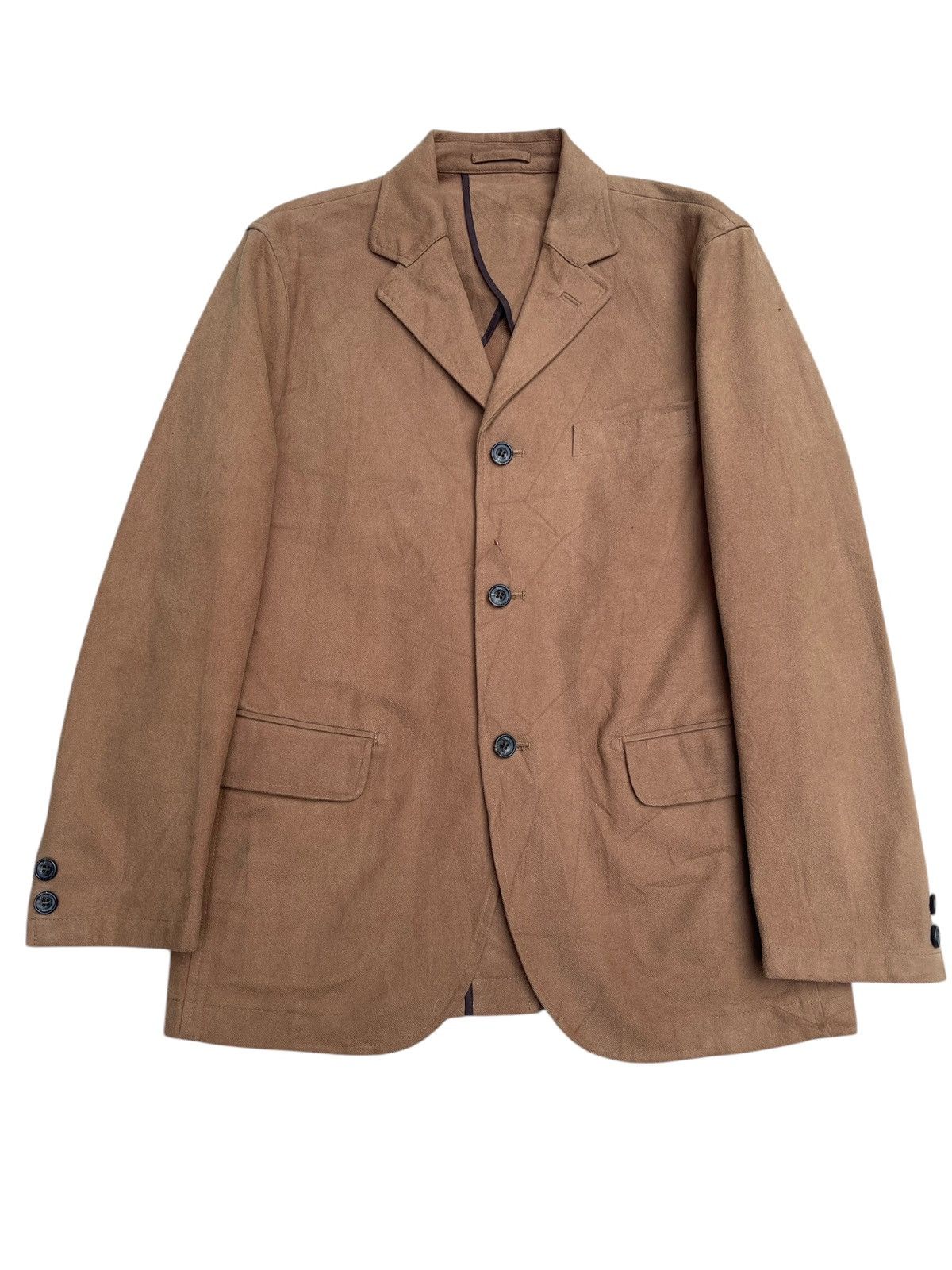 Designer × Japanese Brand × Vintage Jun Men Japan Brown Cotton Blazer Jacket - Men’s Size M Size US M / EU 48-50 / 2 - 1 Thumbnail