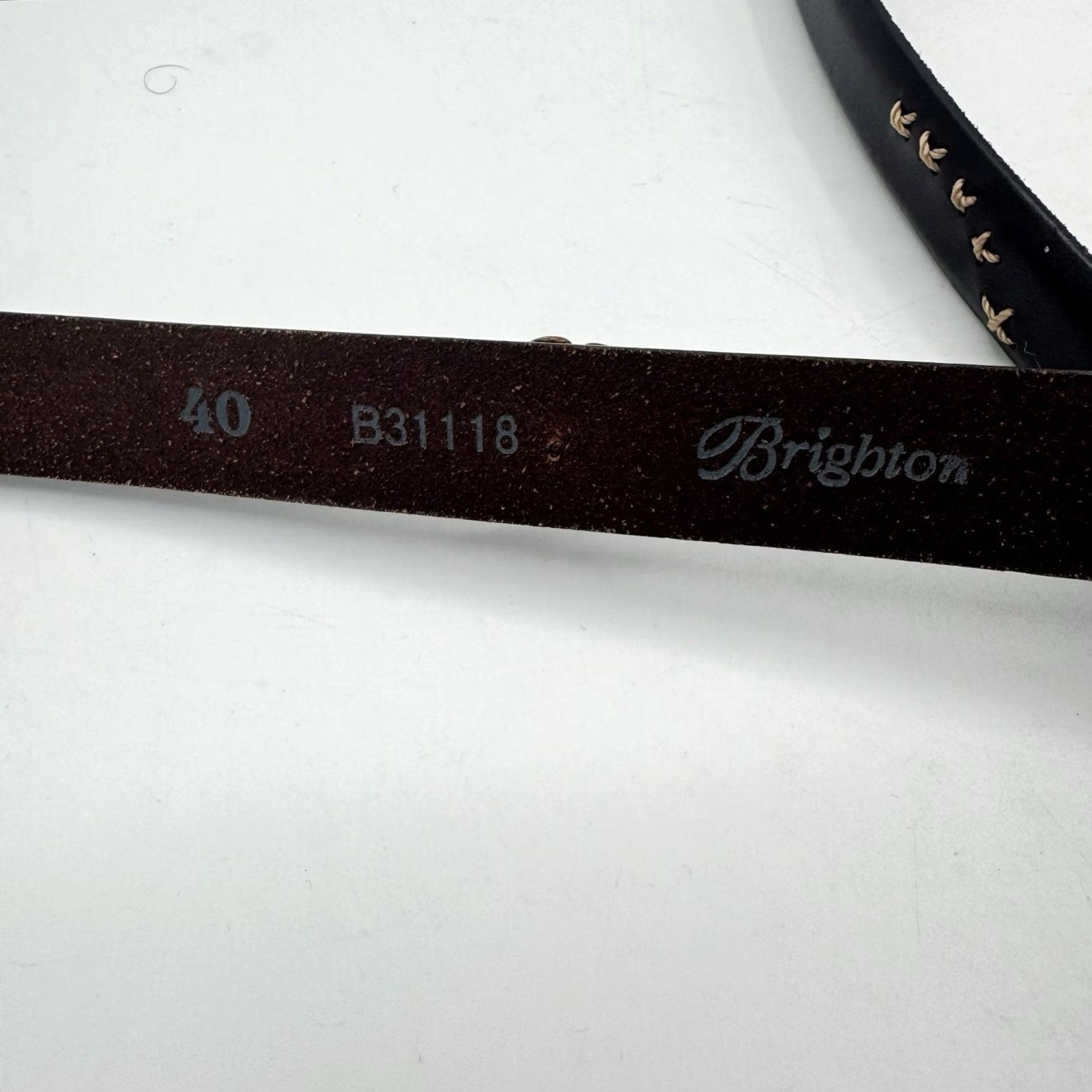 Brighton VINTAGE Brighton Belt Women Leather Brown Flower Stitch Raised Black 40 Size 40 B3118 Size ONE SIZE - 5 Thumbnail