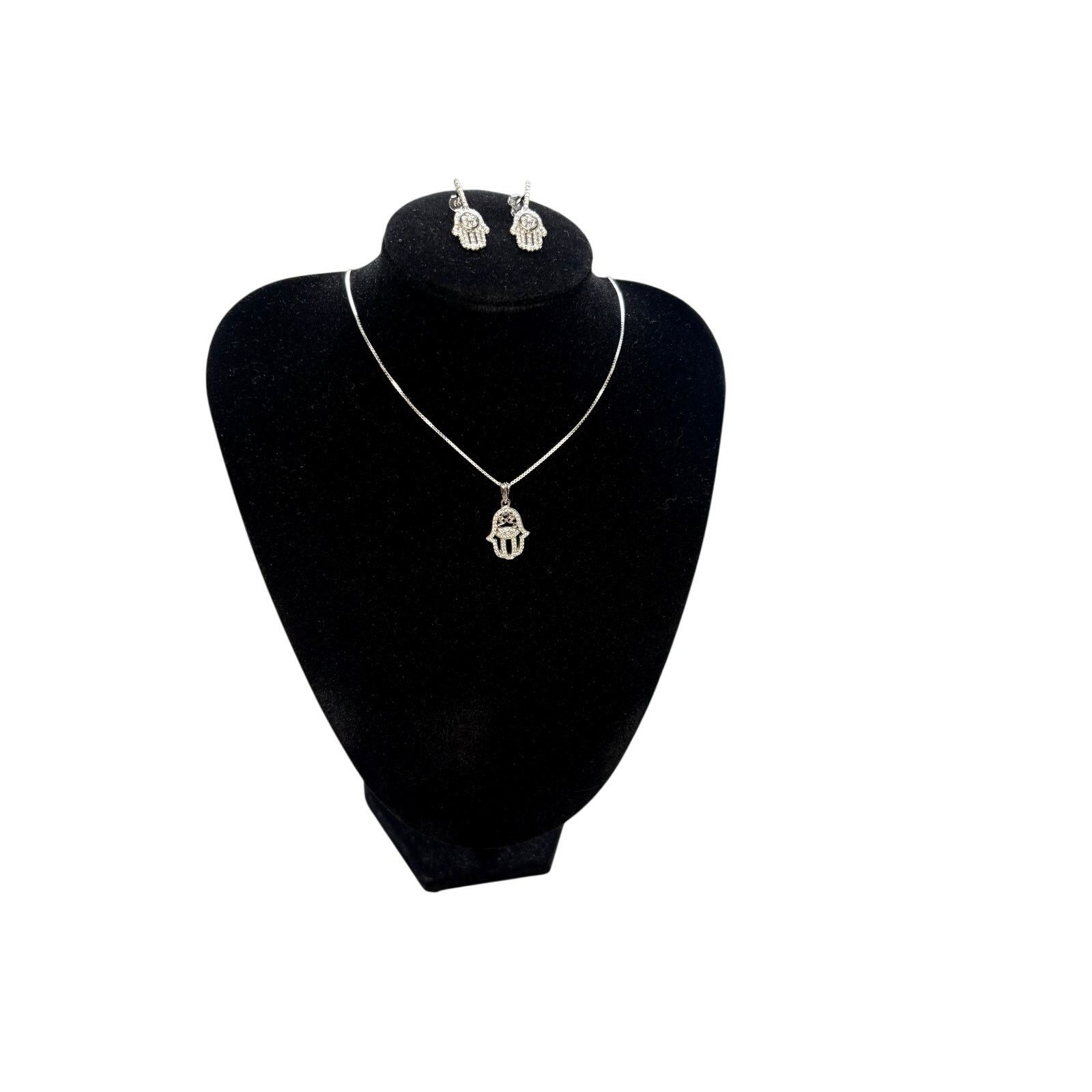 Jewelry NWT Hamsa Moissanite Necklace & Earring Bundle - 925 Silver Size ONE SIZE - 8 Thumbnail