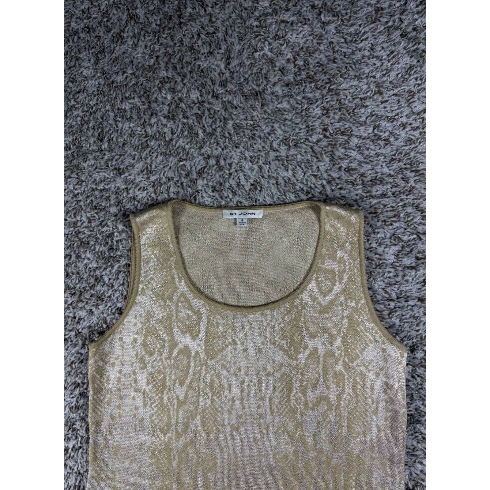 St. John St. John Metallic Knit Sleeveless Shell Top Beige Gold Size 6 Women Size M / US 6-8 / IT 42-44 - 2 Thumbnail