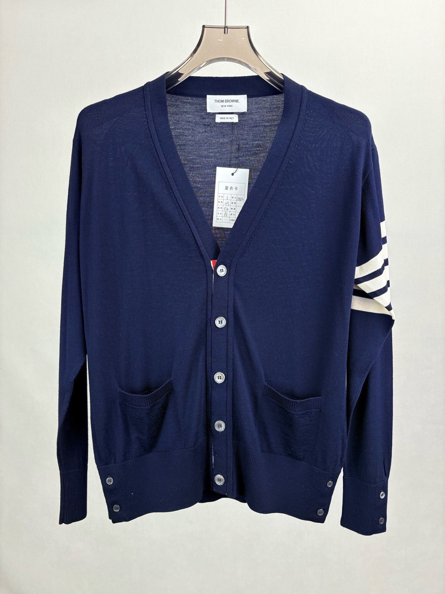 Thom Browne THOM BROWNE TB Four-Bar Dark Blue Wool Cardigan Size US L / EU 52-54 / 3 - 1 Thumbnail