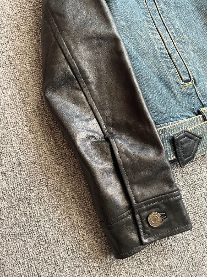 Hedi Slimane Saint Laurent Denim Jacket with Leather Sleeves- Size US M / EU 48-50 / 2 - 4 Thumbnail