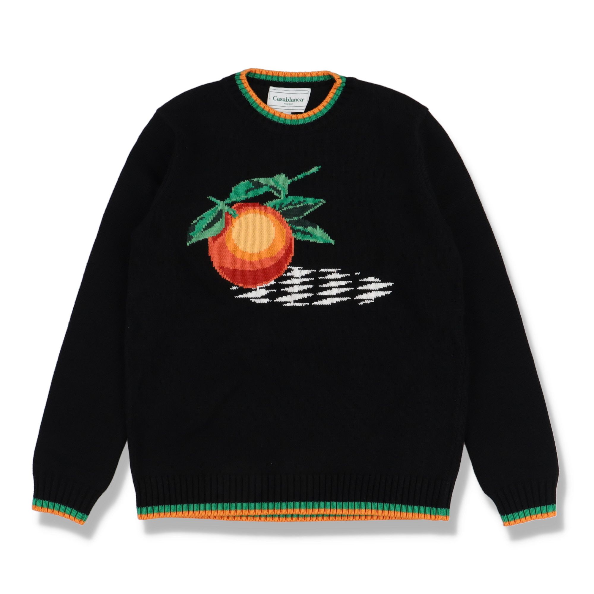 image of Casablanca Black Intarsia Orange Sweater, Women's (Size XS)