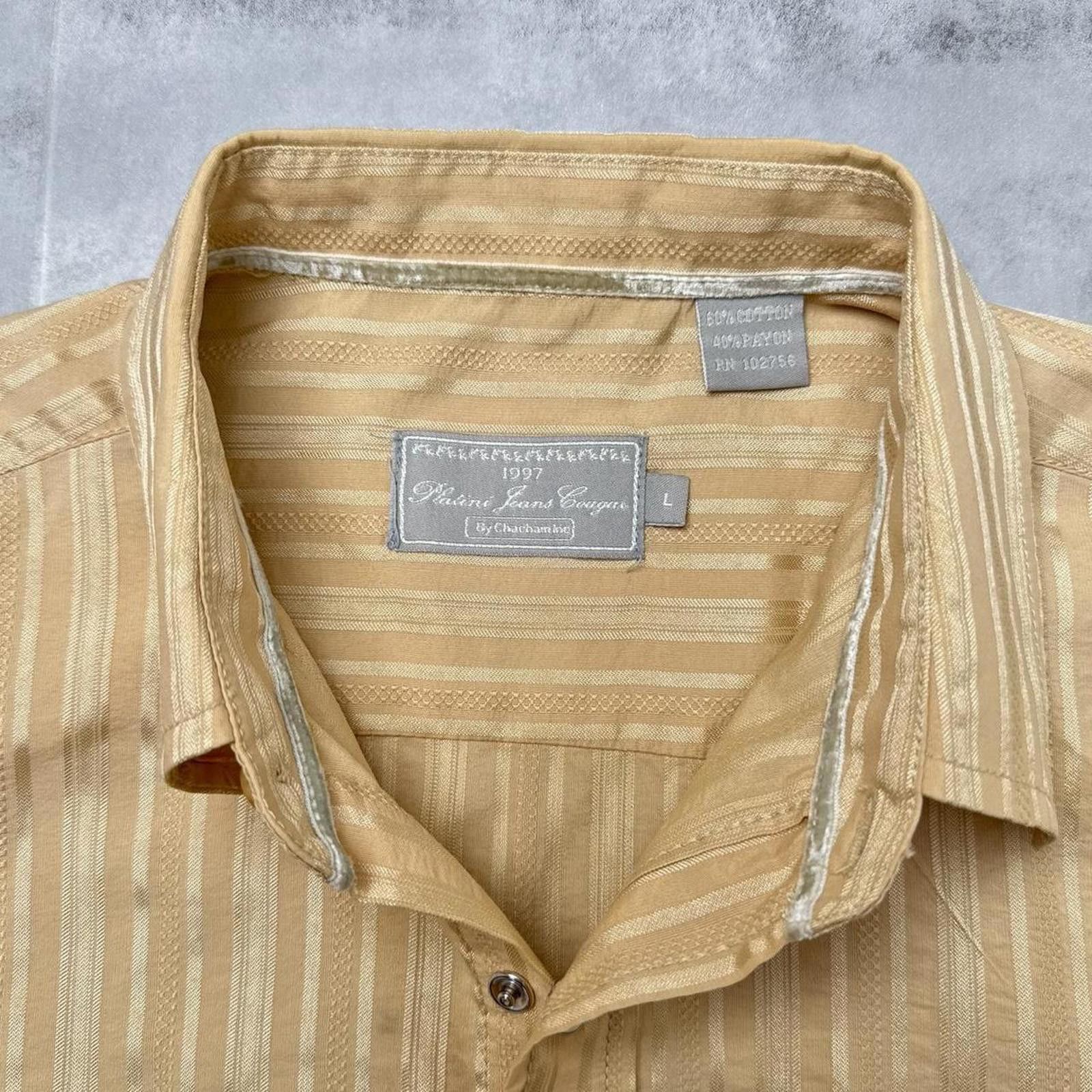 Affliction Y2K Platini Jeans Cougar Button Up Gold Shirt Size US L / EU 52-54 / 3 - 3 Thumbnail