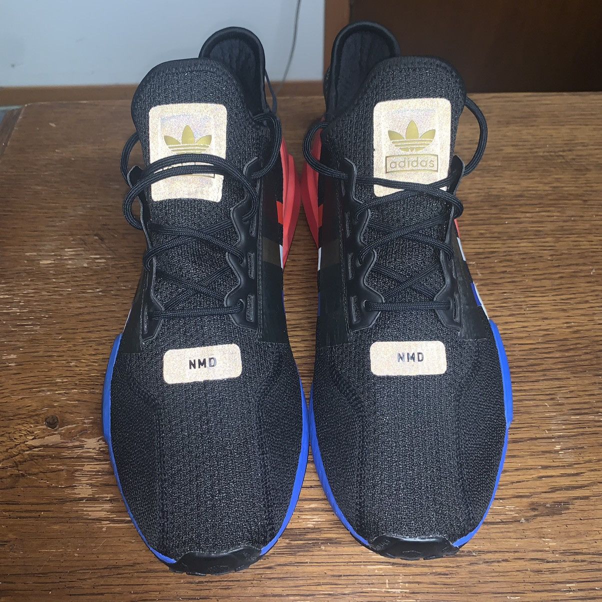 Adidas NMD R1 V2 Paris 2020 Mens Shoes Black Red Blue Gold