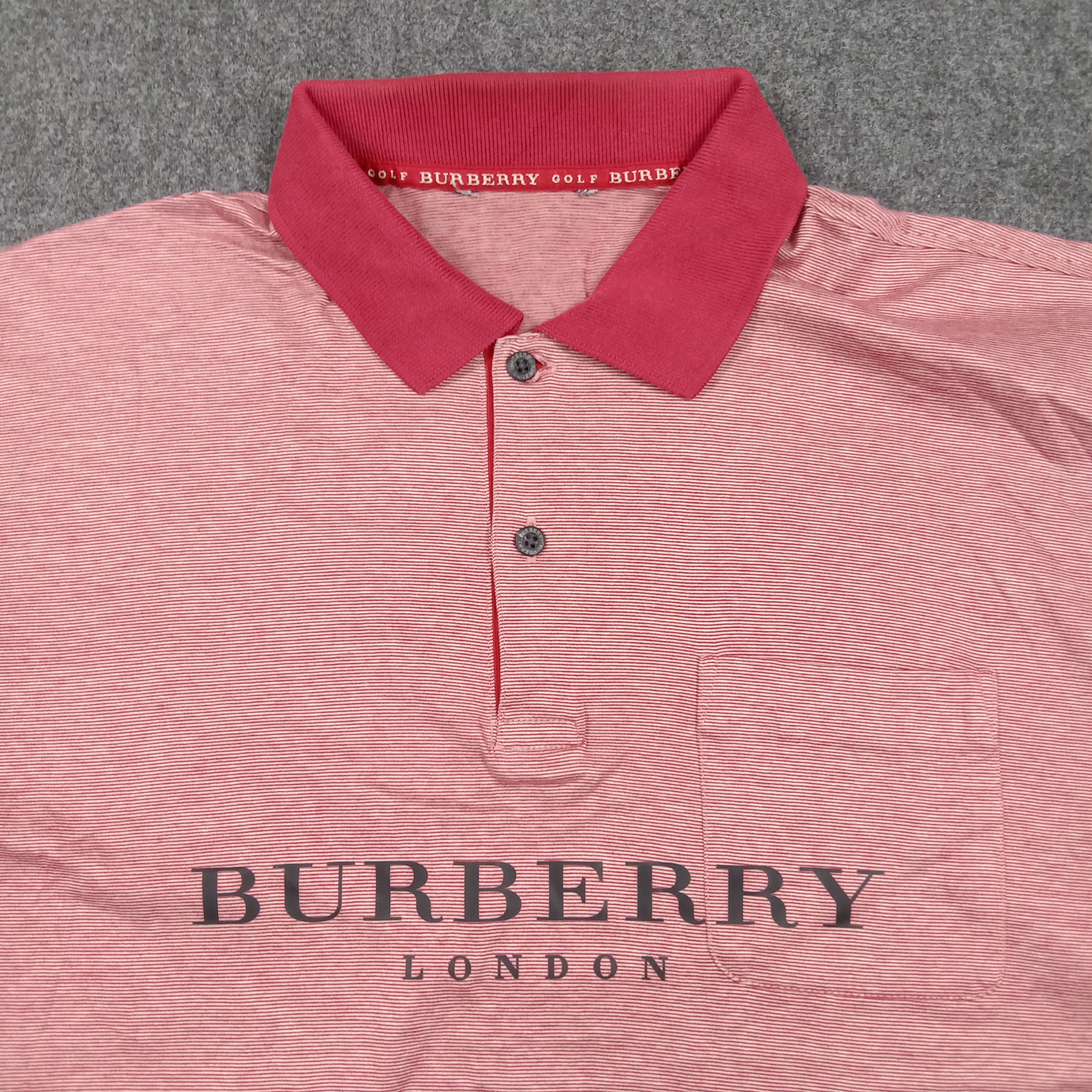 Burberry Burberry Golf Red Pinstripe Designer Polos C276N43 Size US L / EU 52-54 / 3 - 3 Thumbnail