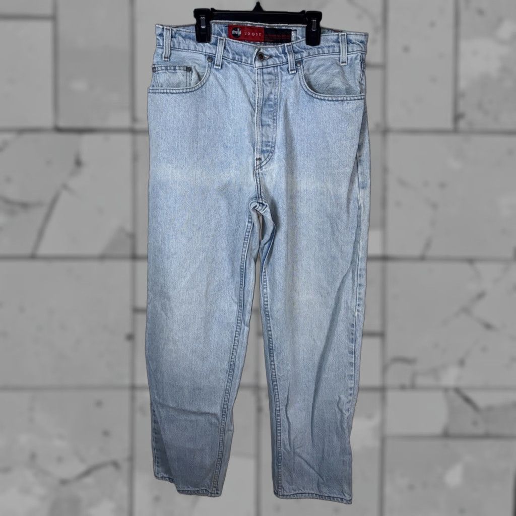 VINTAGE Levi's SilverTab Jeans 90s Baggy Fit Light Wash Blue 34x32