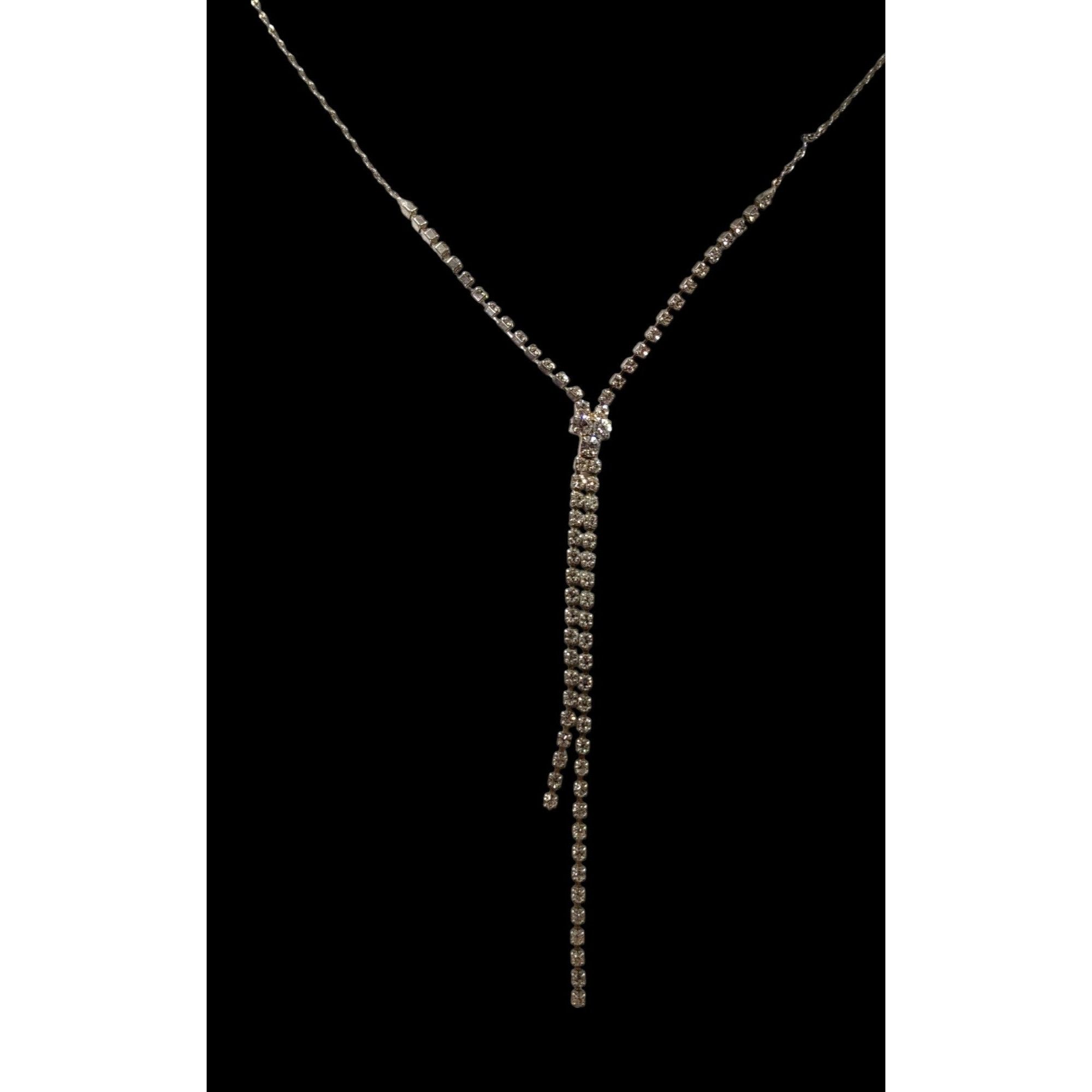 Other Claire's Y2K Rhinestone Silver Tone Y Drop Prom Necklace Size ONE SIZE - 2 Thumbnail