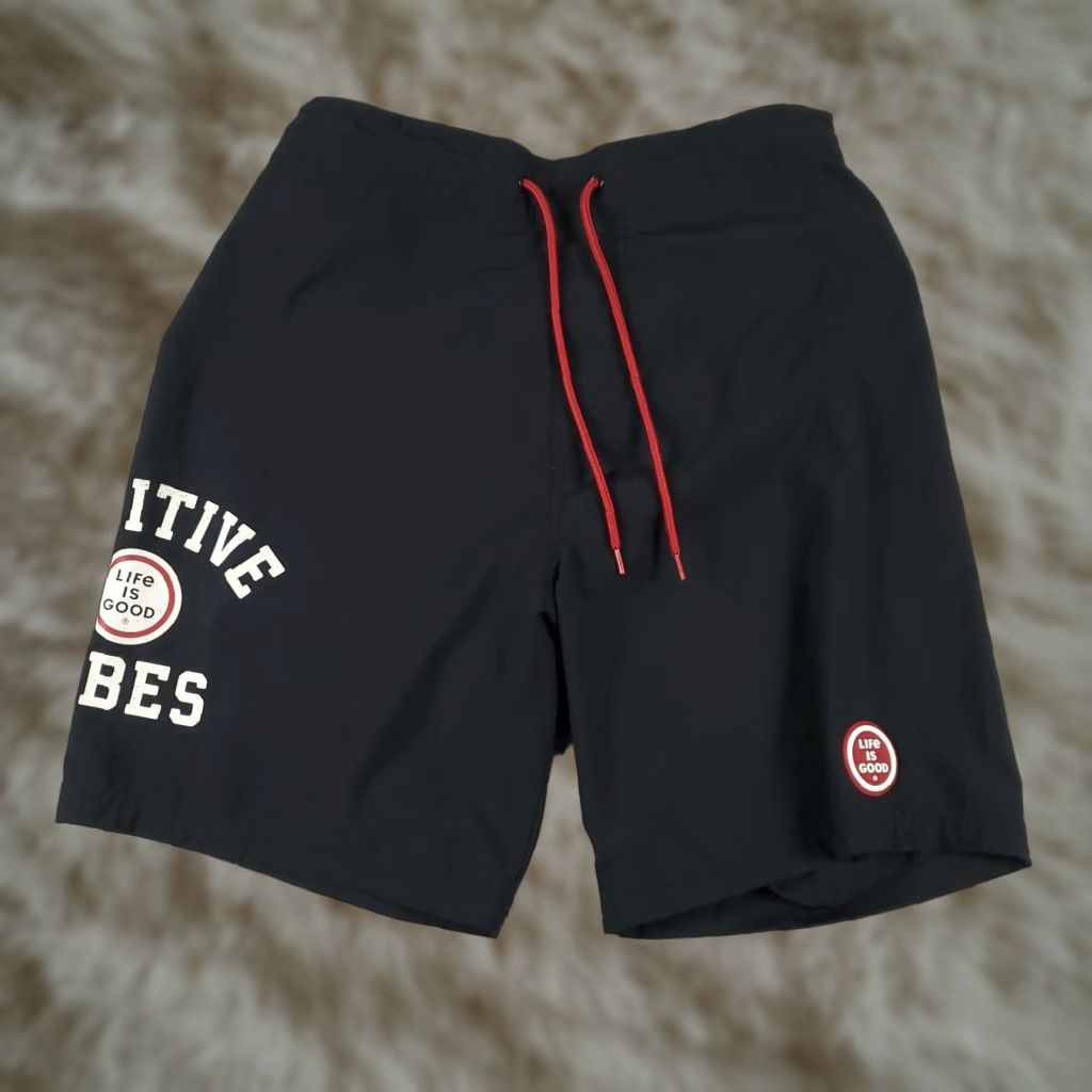 Life is Good Life Is Good Shorts Mens Small Black Tropical Beach Board Swim Trunks Size US 29 - 1 Thumbnail