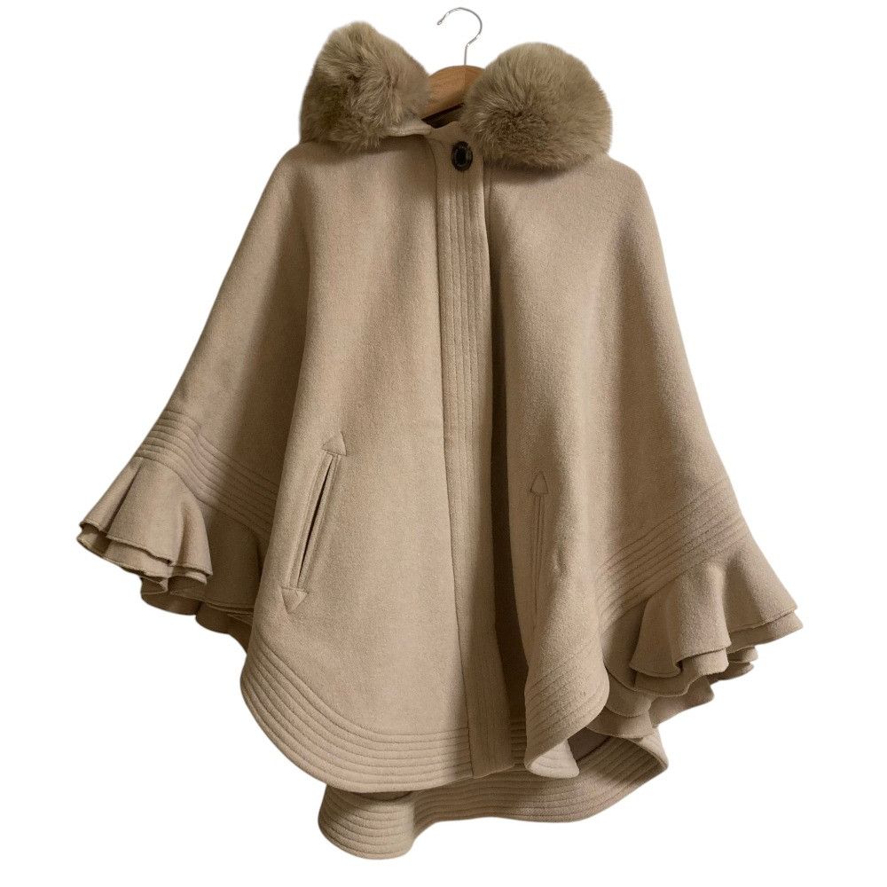Other Other Sov Blue Fox Fur Ponte Poncho Coat Fur Outerwear DUTY FREE for USA Size ONE SIZE - 1 Thumbnail
