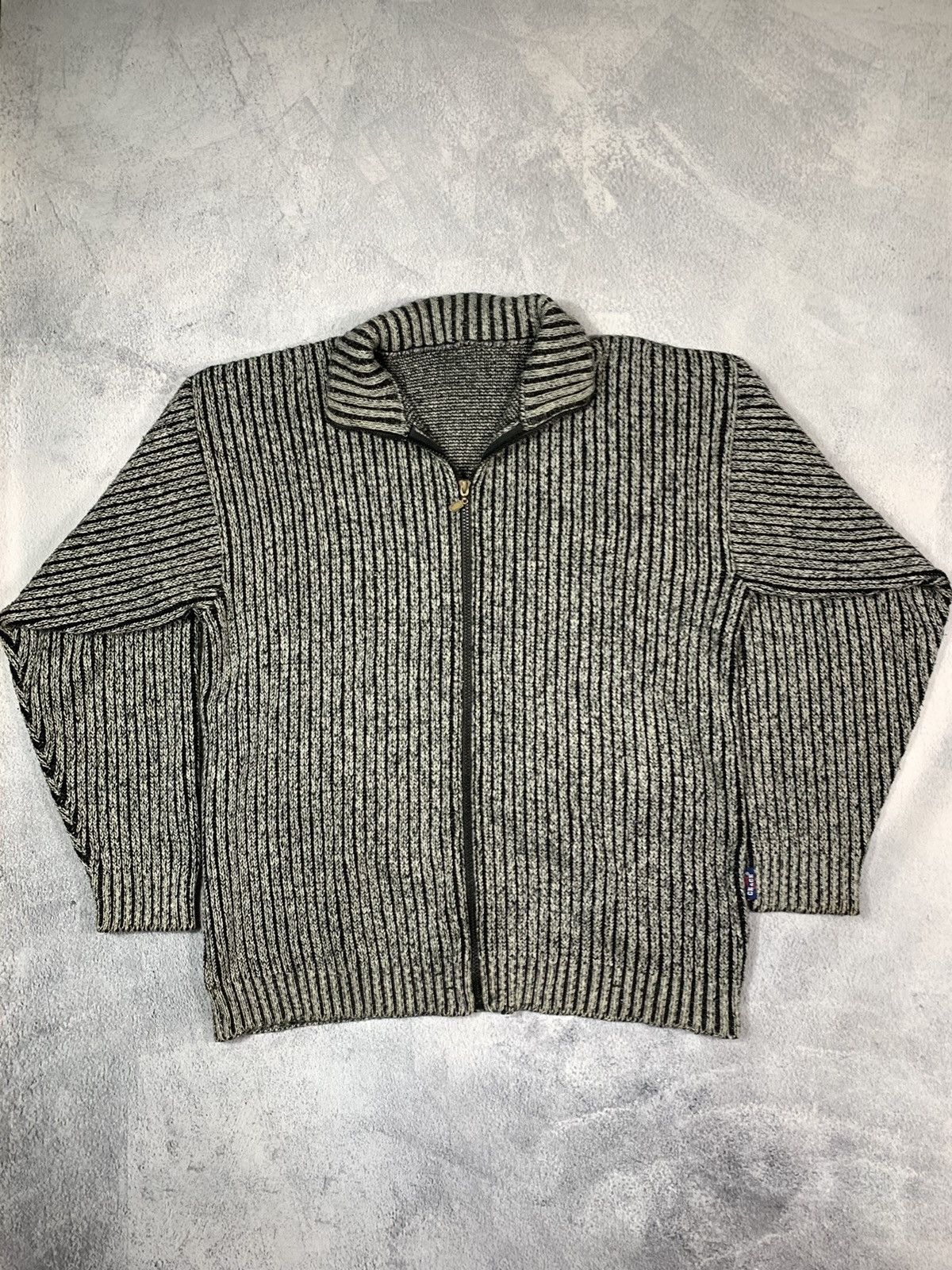 Japanese Brand × Vintage Vintage 90s ribbed zip up knit sweater old money size XL Size US XL / EU 56 / 4 - 2 Thumbnail