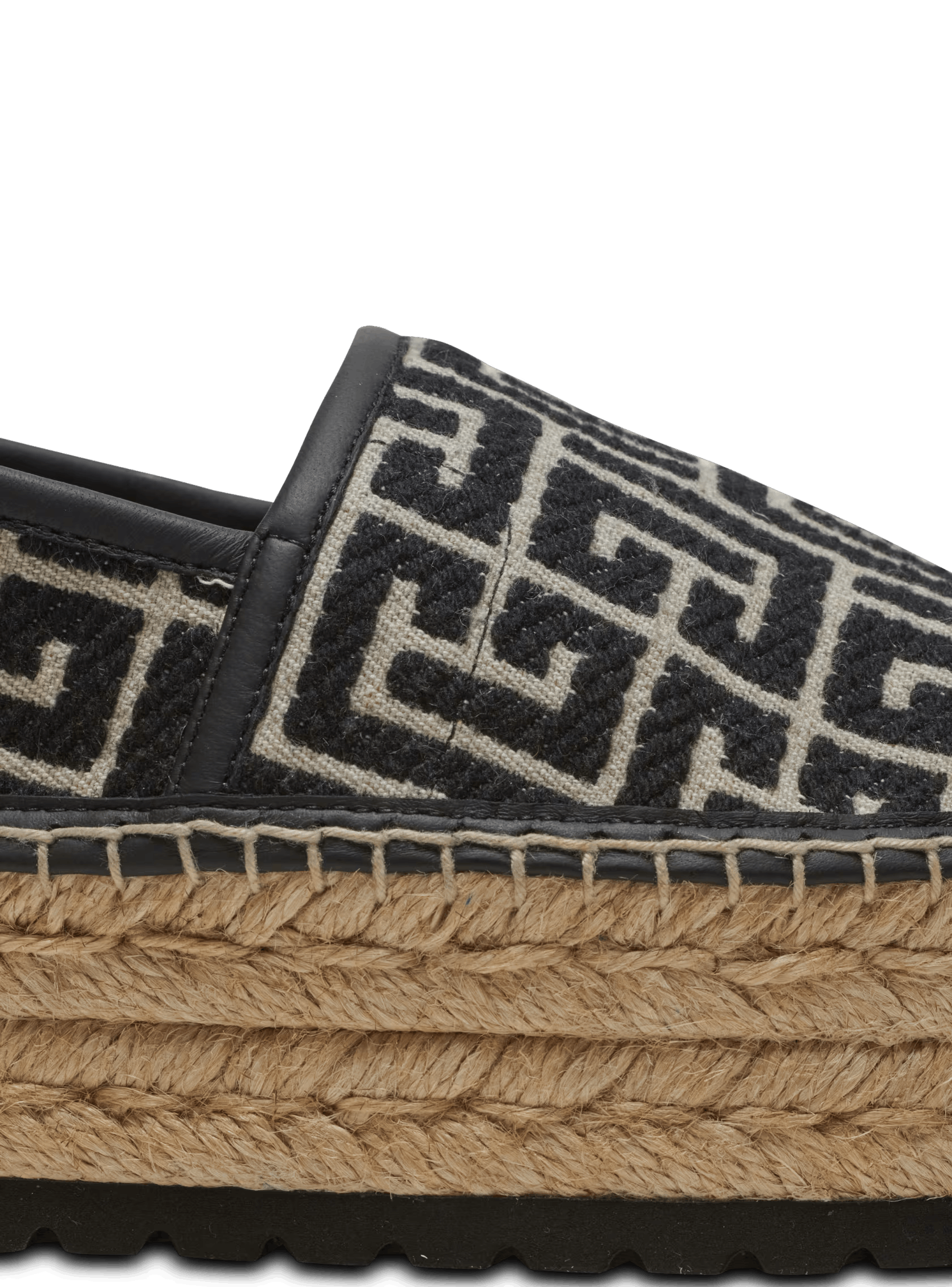 Balmain o1s1wg110325 Jacquard Monogram Alex Espadrilles Ivory Black Size US 10 / EU 43 - 6 Thumbnail