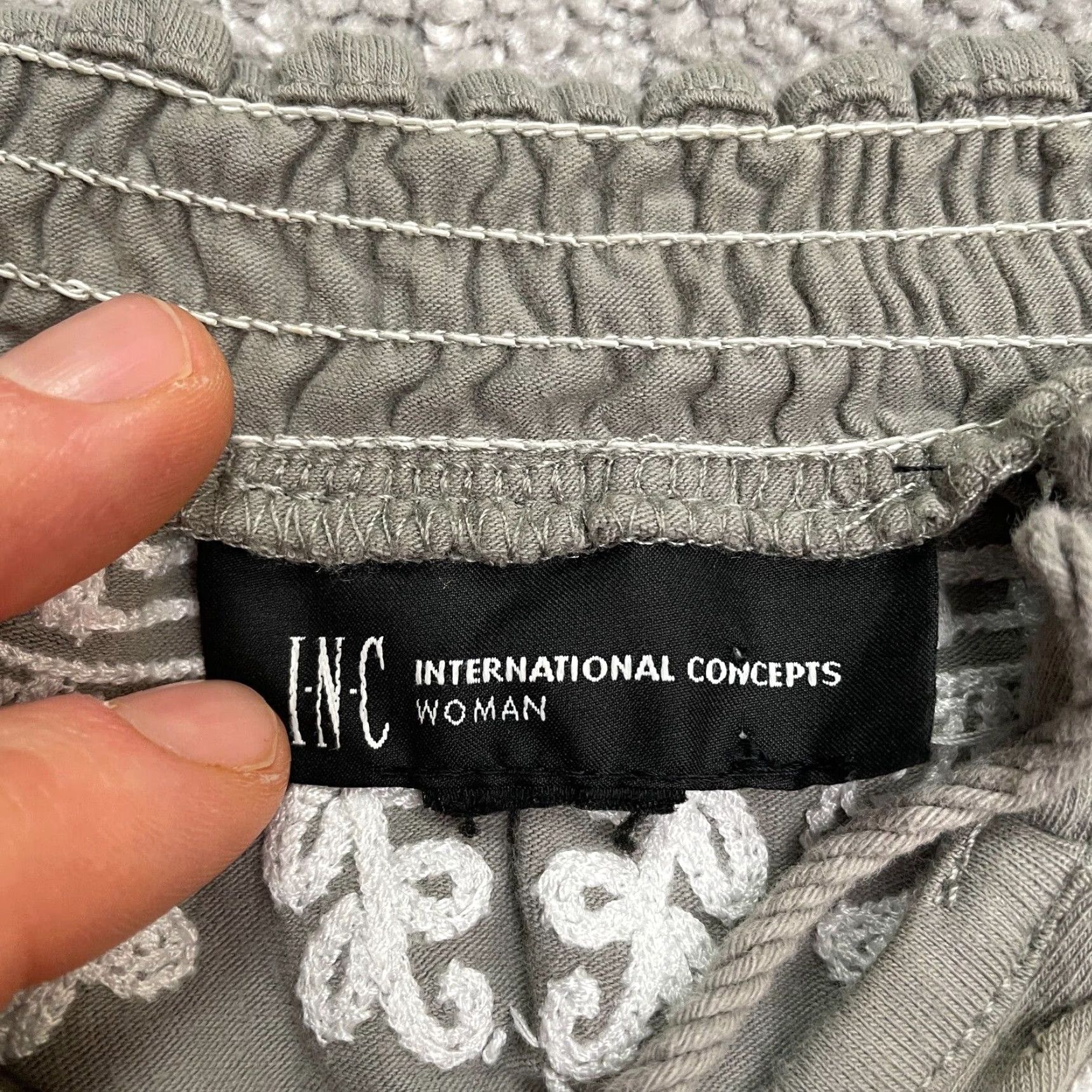Vintage VINTAGE INC International Concepts Womens Blouse Shirt Short Sleeve 1X Gray Bohemian Casual Size XL / US 12-14 / IT 48-50 - 7 Thumbnail