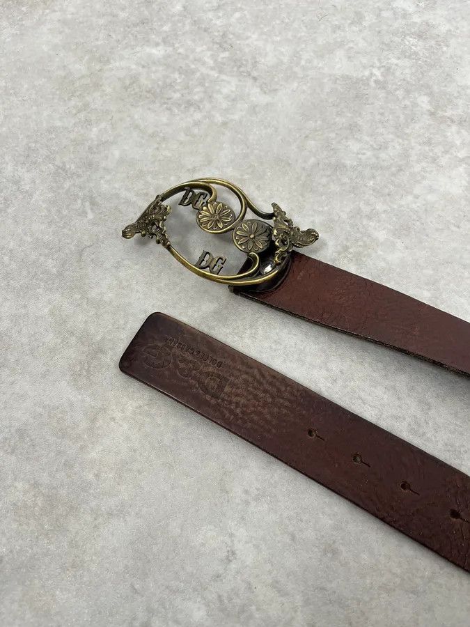 Dolce & Gabbana 2000s Dolce & Gabbana Antique Brown Leather Belt Size ONE SIZE - 4 Thumbnail