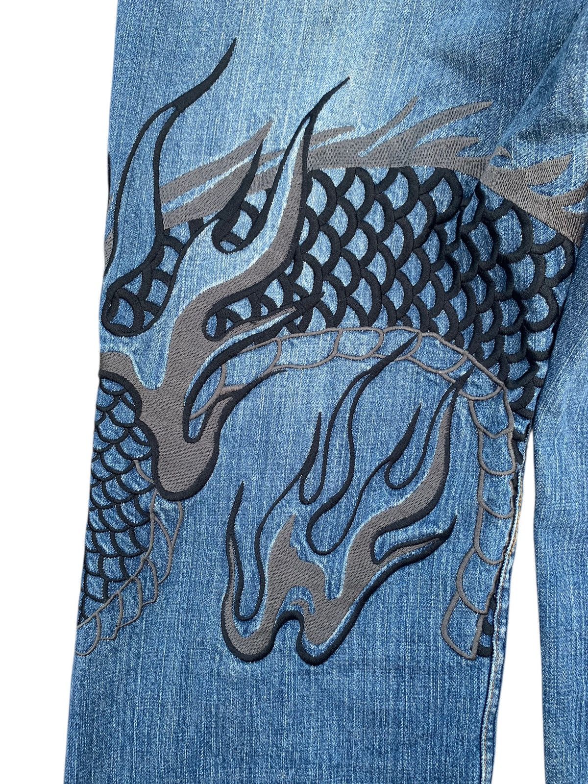 Kapital KARAKURI TAMASHI DRAGON EMBROIDERY JAPANESE SUKAJAN DENIM Size US 34 / EU 50 - 13 Thumbnail