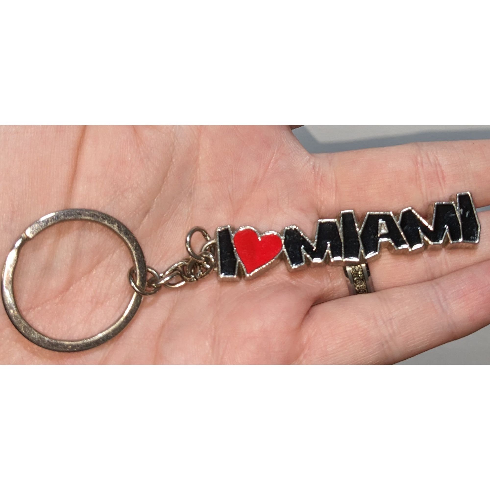 Other I Love Miami Keychain Red Heart & Black Text Silver-Tone Met Size ONE SIZE - 1 Thumbnail