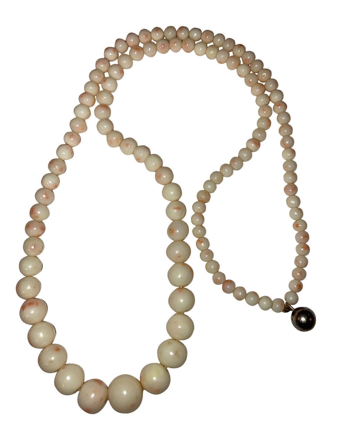 Designer Victorian Graduated Smooth Angel Skin Coral Beaded Necklace Size ONE SIZE - 3 Thumbnail