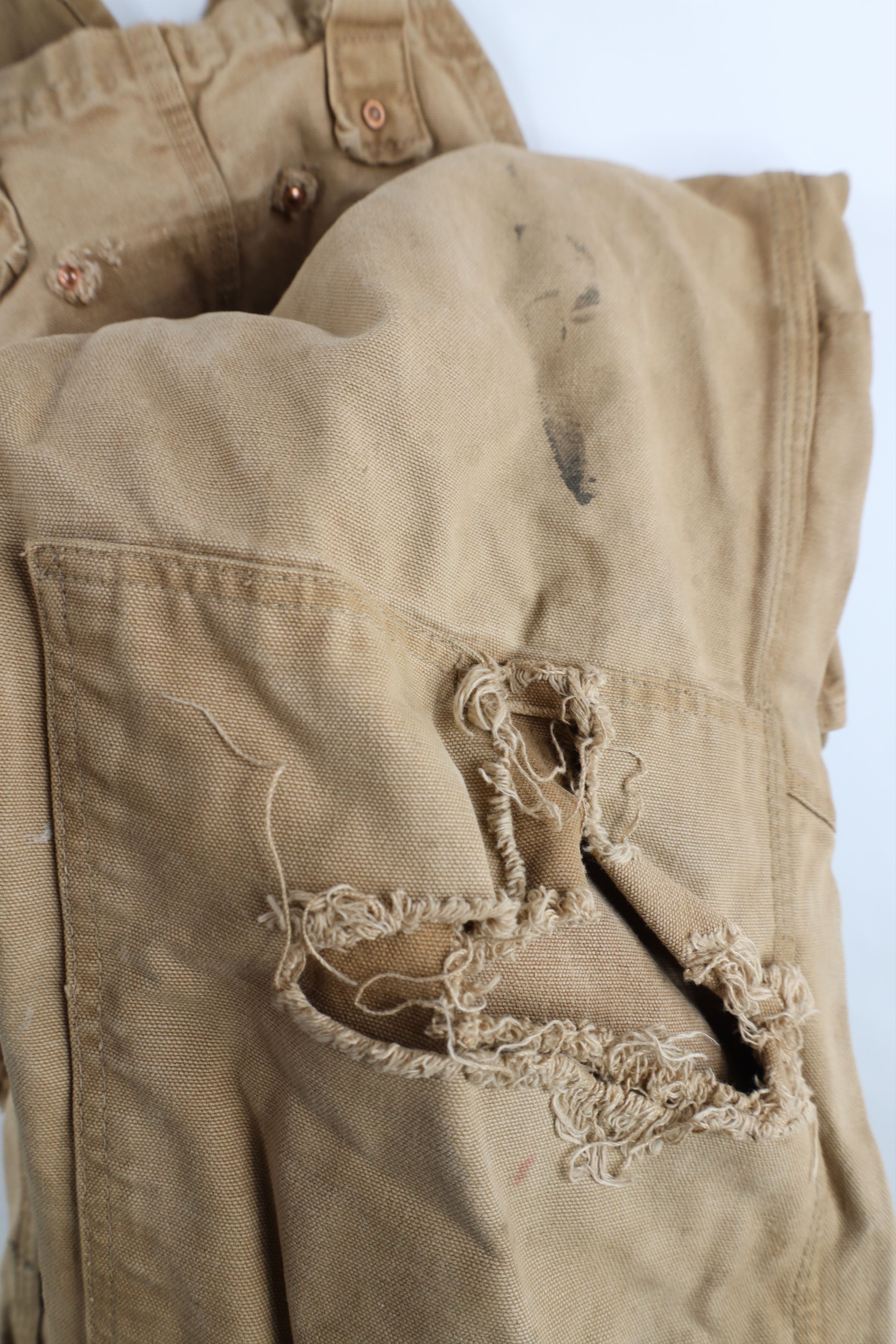 Carhartt Vintage 70s Carhartt Thrashed Double Knee Canvas Overalls Size US 36 / EU 52 - 5 Thumbnail