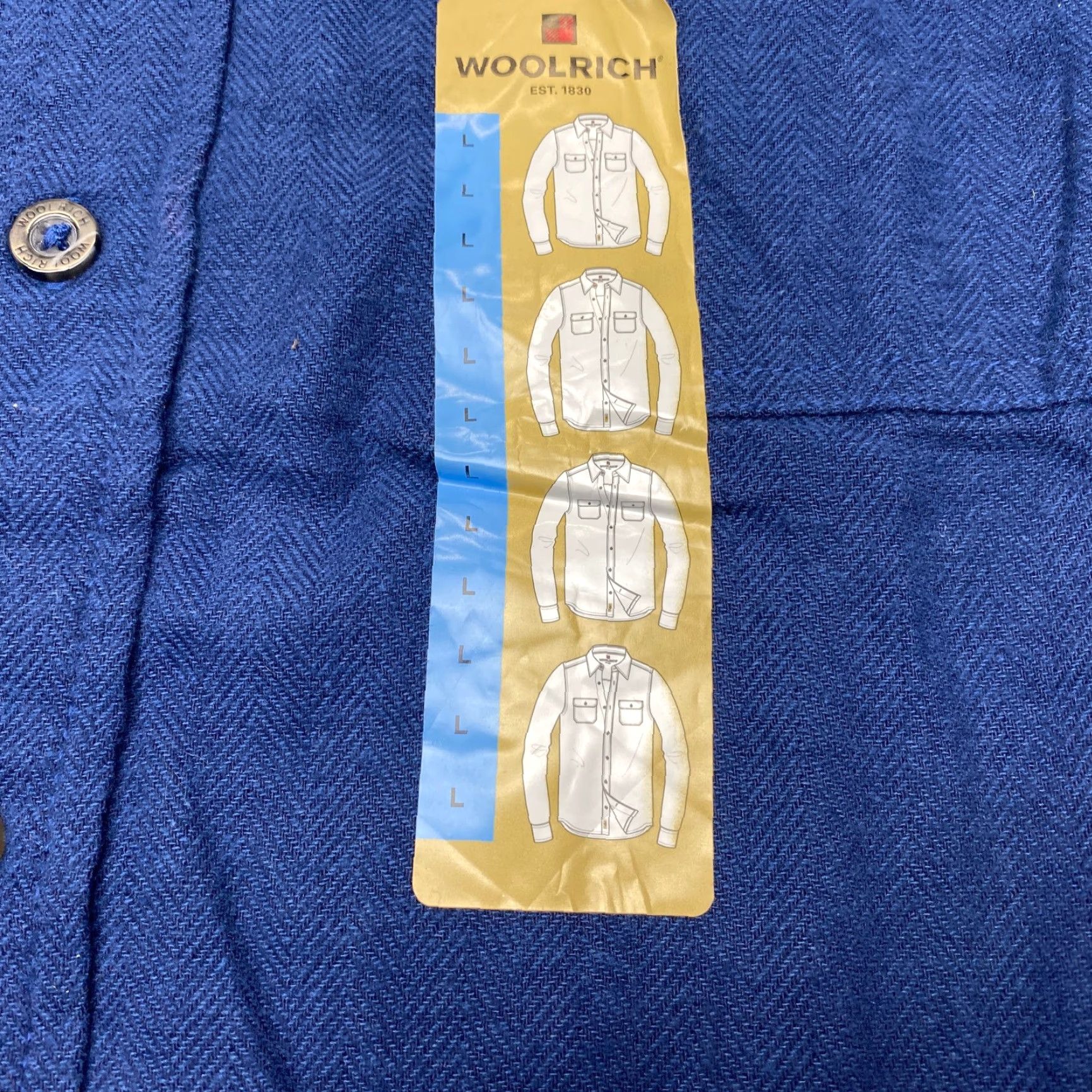 Vintage Woolrich Shirt Mens Large Blue Herringbone Flannel Button Up Brushed Cotton Size US L / EU 52-54 / 3 - 6 Thumbnail