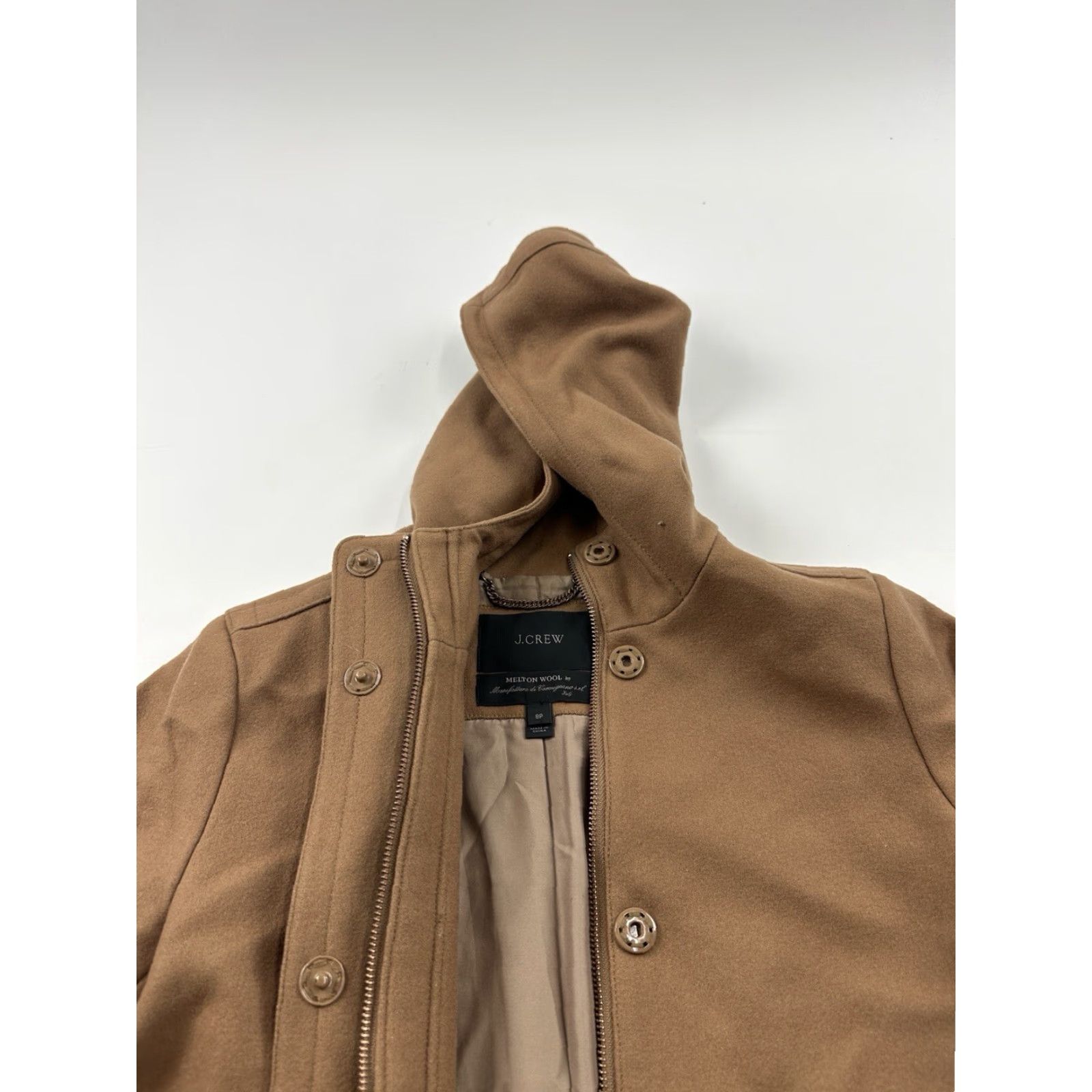 J.Crew J.Crew Jacket Womens 8P Petite Brown Milton Wool Coat Hooded Full Zip Size M / US 6-8 / IT 42-44 - 3 Thumbnail