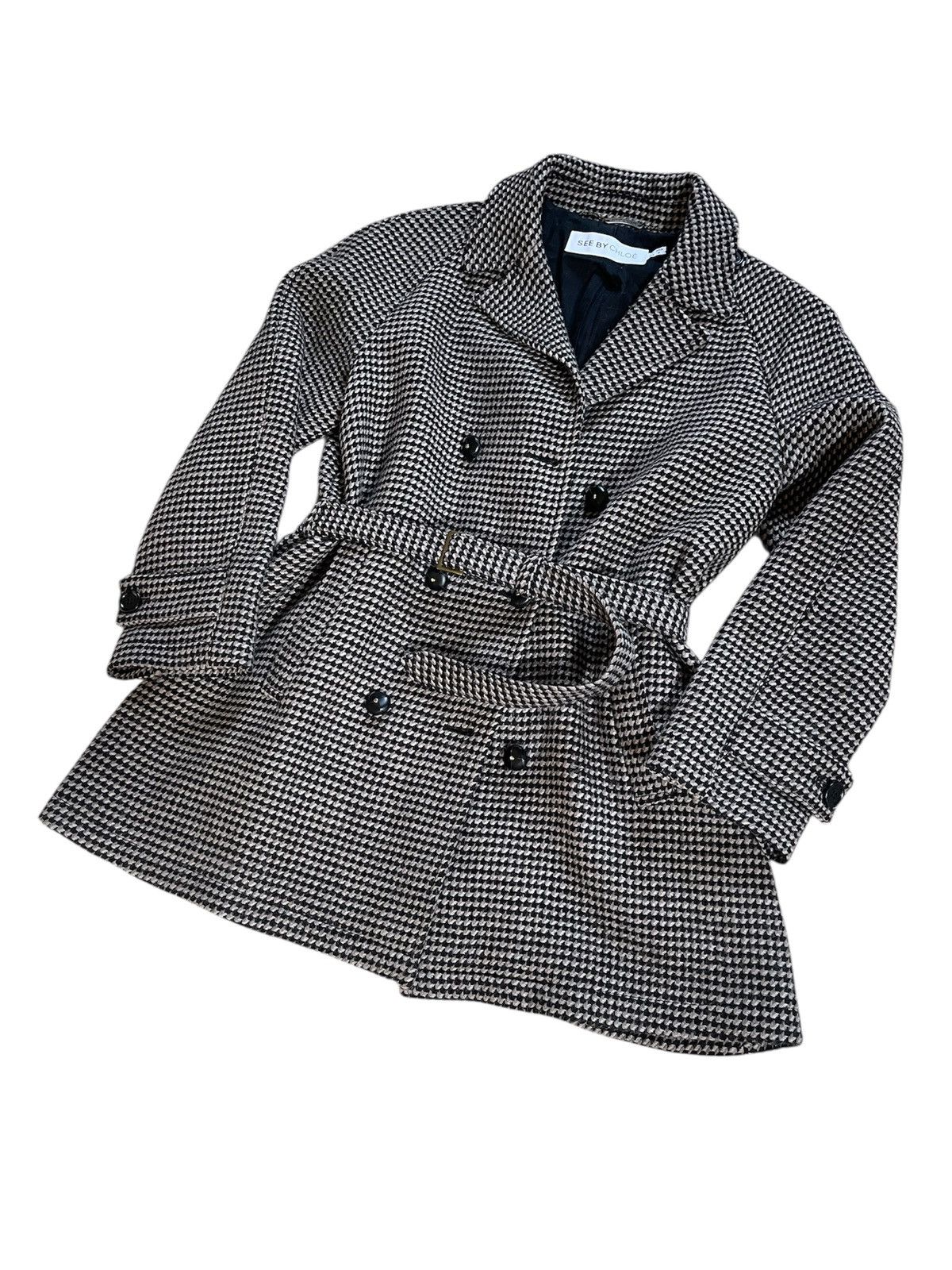Chloe × See by Chloe See By Chloe Wool Belt Coat Houndstooth Size M / US 6-8 / IT 42-44 - 2 Thumbnail