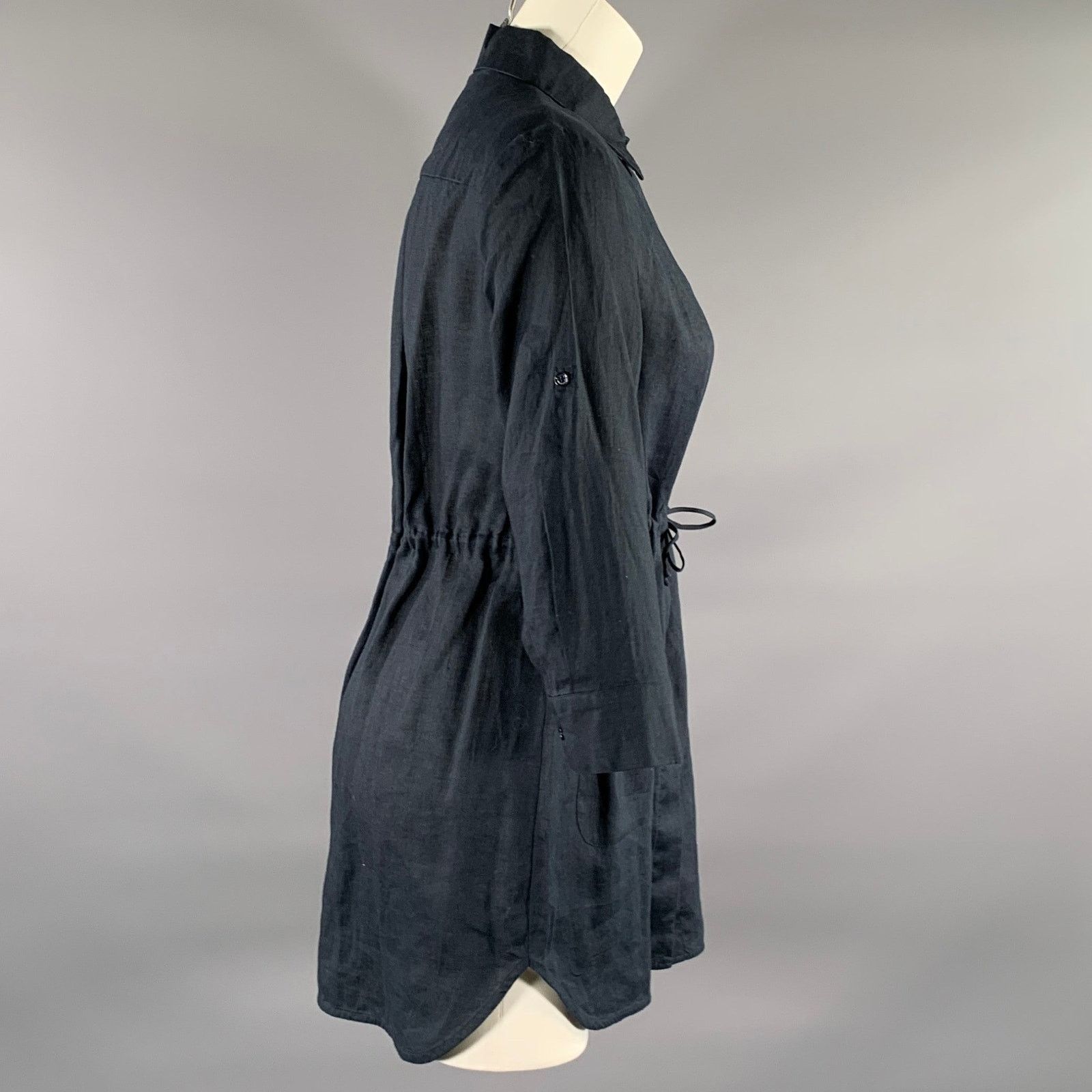 Max Mara MAX MARA Size M Navy Linen Long Sleeve Shirt Size M / US 6-8 / IT 42-44 - 2 Thumbnail