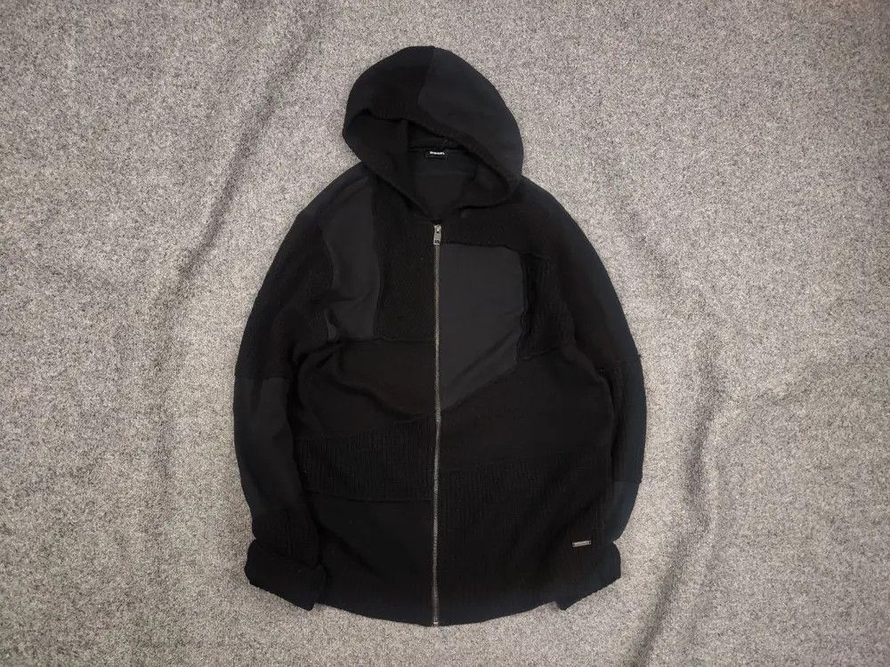 Diesel Diesel Patchwork Wool Blend Black Zip Mens Hoodie Y2K Style Size US XL / EU 56 / 4 - 1 Thumbnail