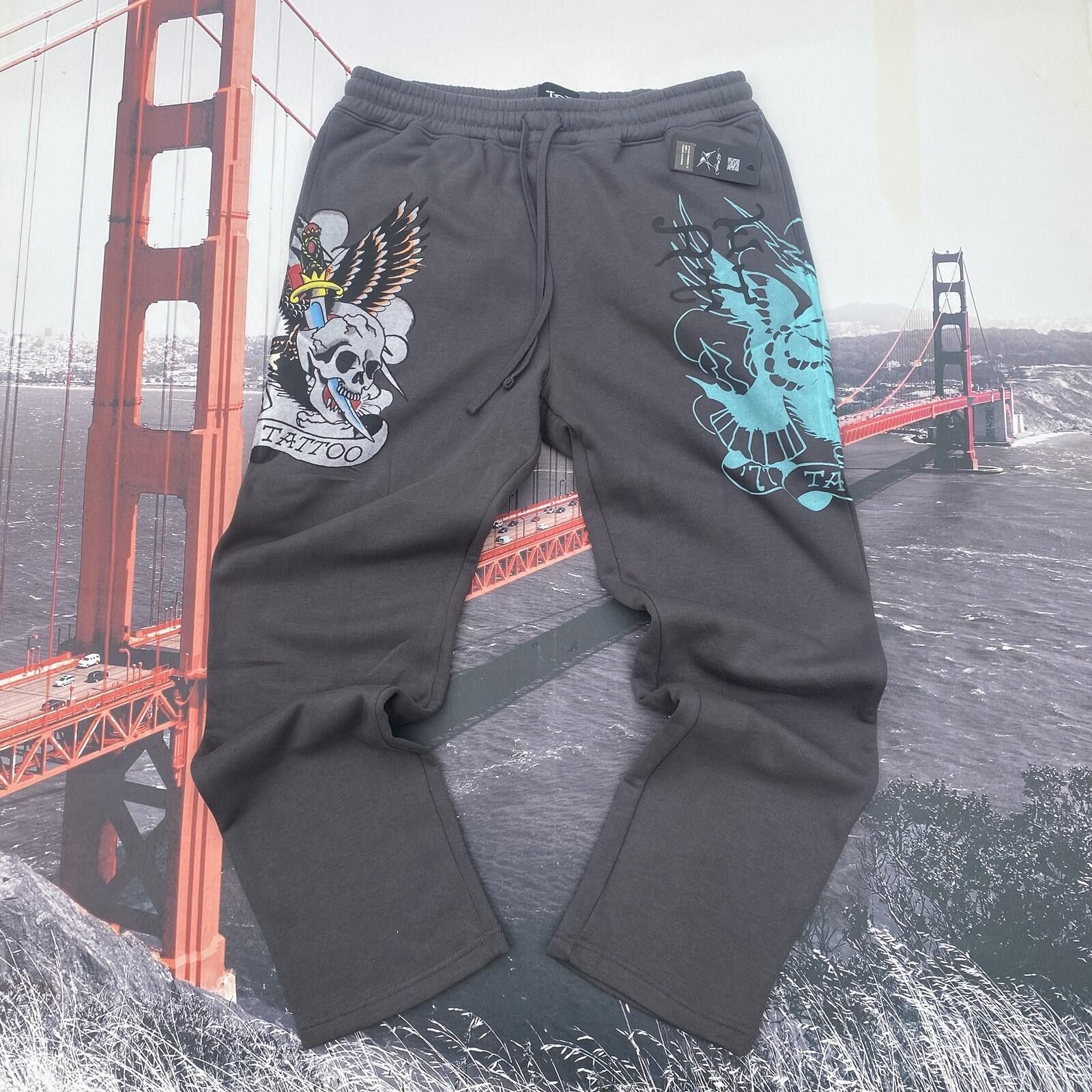 Ed Hardy Ed Hardy 77 Eagle Skull Mens Sweatpants Size Large Charcoal Size US 34 / EU 50 - 1 Thumbnail