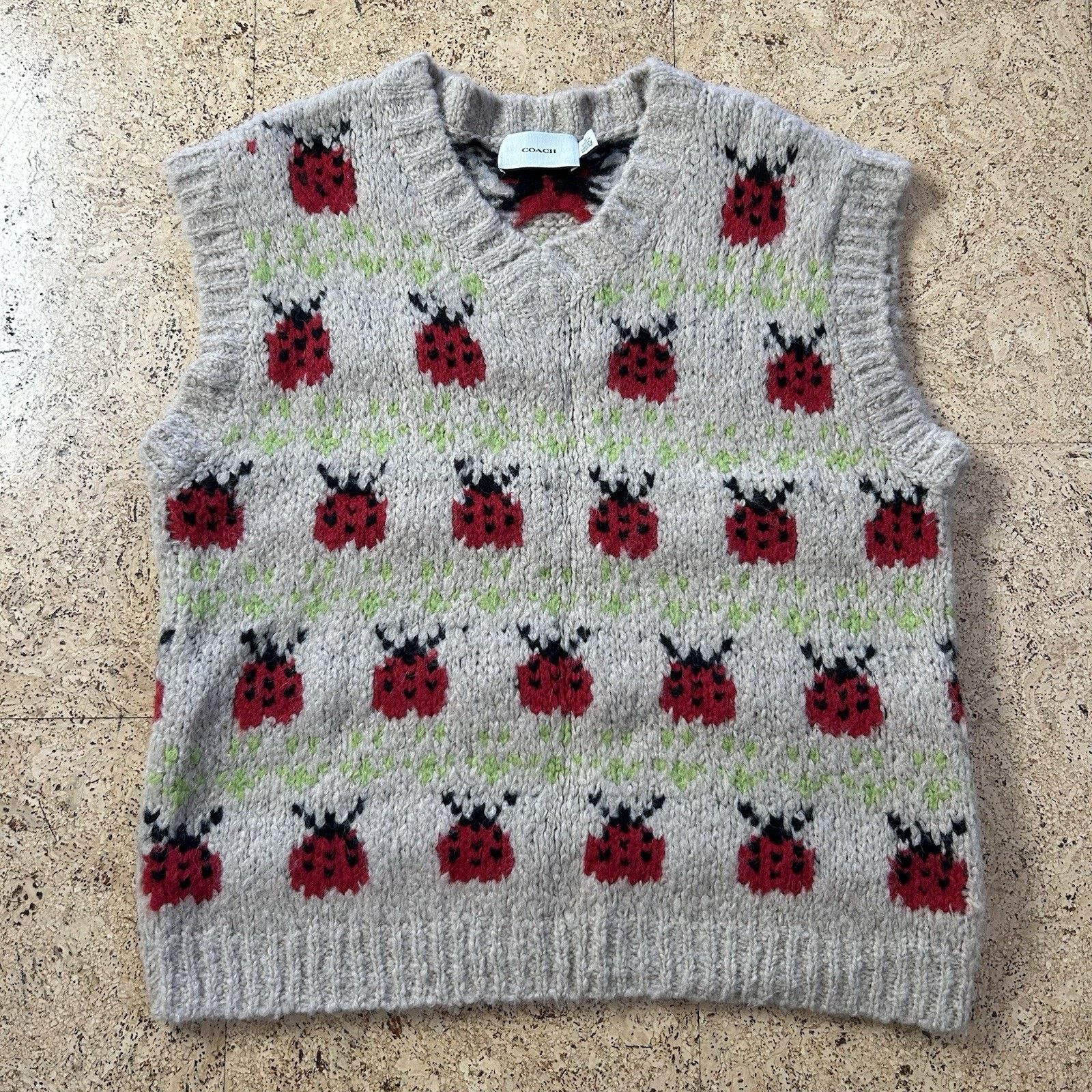 Coach Coach Ladybug Knit Fuzzy Alpaca Wool Sweater Vest Medium Size M / US 6-8 / IT 42-44 - 1 Thumbnail