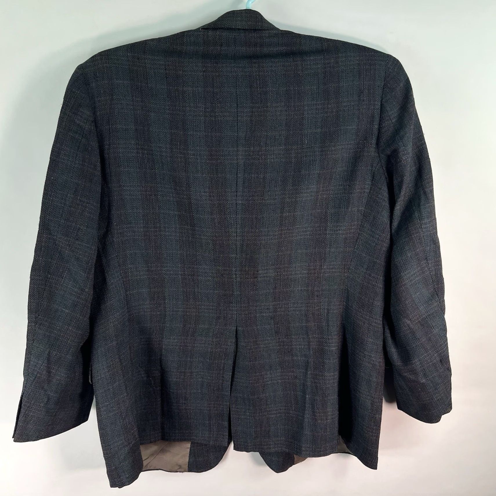 Vintage VINTAGE Sansabelt Window Pane Blazer Jacket Men’s 48 Gray Wool Tweed Notch Single-Breasted 2-Button Front USA Made Mens Size 48R - 5 Thumbnail