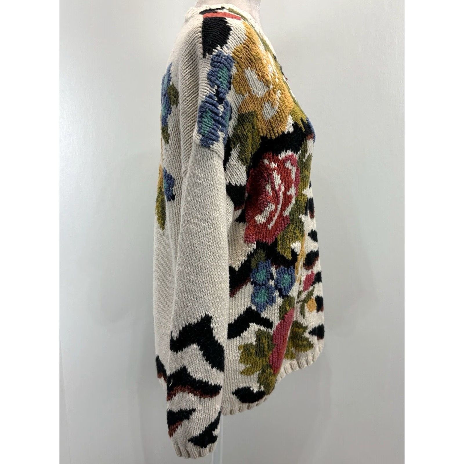 Vintage Vtg The Limited Hand Knit Sweater Size Small Women’s Floral Zebra Animal Print 90s Size S / US 4 / IT 40 - 4 Thumbnail
