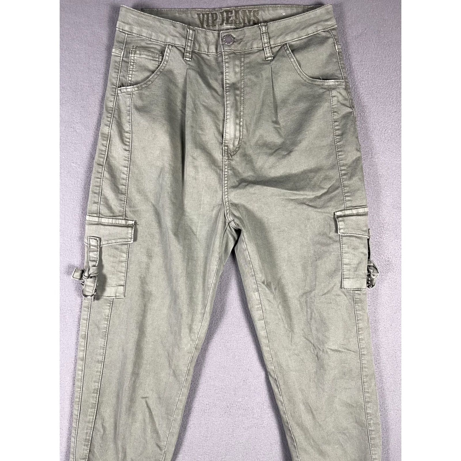 Vintage VIP JEANS Cargo Pants Womens Size 15/32 Green Elastic Hem Pockets Casual Utility Size 36" / US 14 / IT 50 - 2 Thumbnail
