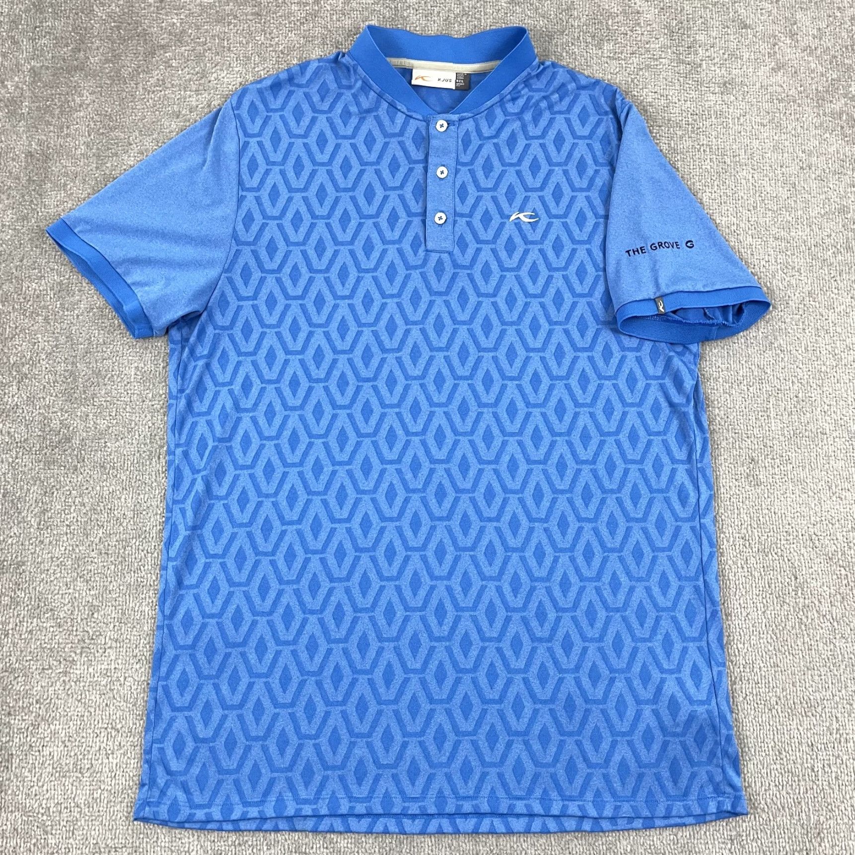 KJUS KJUS Polo Shirt Mens L Blue Jacquard Lance Knit Grove Performance Golf Tennis Walking Sports Size US L / EU 52-54 / 3 - 5 Thumbnail