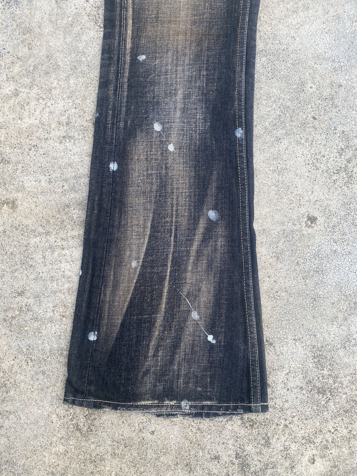 If Six Was Nine × Japanese Brand Flare Jeans Varosh Honeycomb Mud Painted Bootcut Size US 32 / EU 48 - 4 Thumbnail
