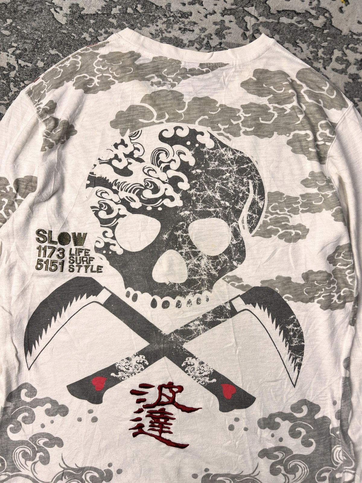 Dulcamara Japan Skull Embroided Japanese Motif AOP Ls Tshirt Size US M / EU 48-50 / 2 - 3 Thumbnail