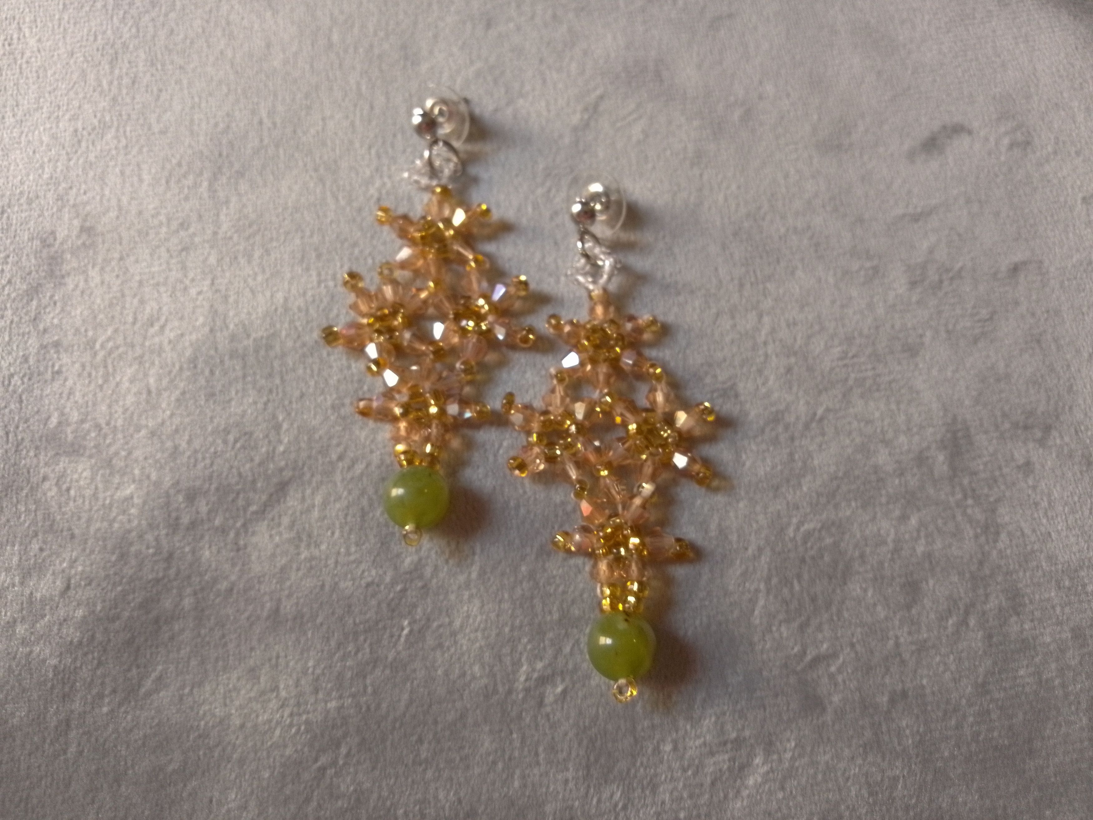Handmade Earrings in crystal with natural Green jade gemstones Size ONE SIZE - 6 Thumbnail