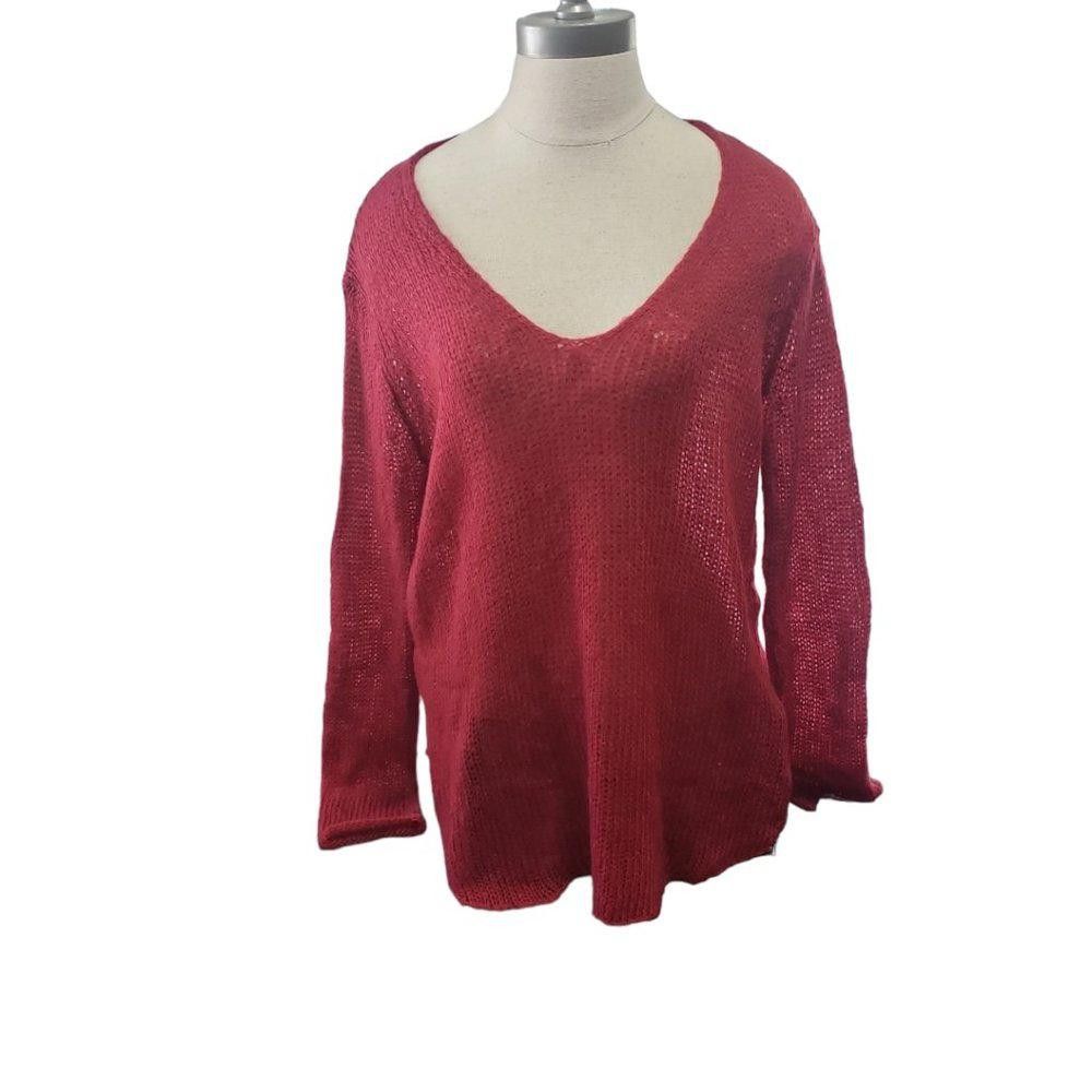 Designer CT772 Wooden Ships Ladies Red Lightweight Sweater S/M Size S / US 4 / IT 40 - 1 Thumbnail