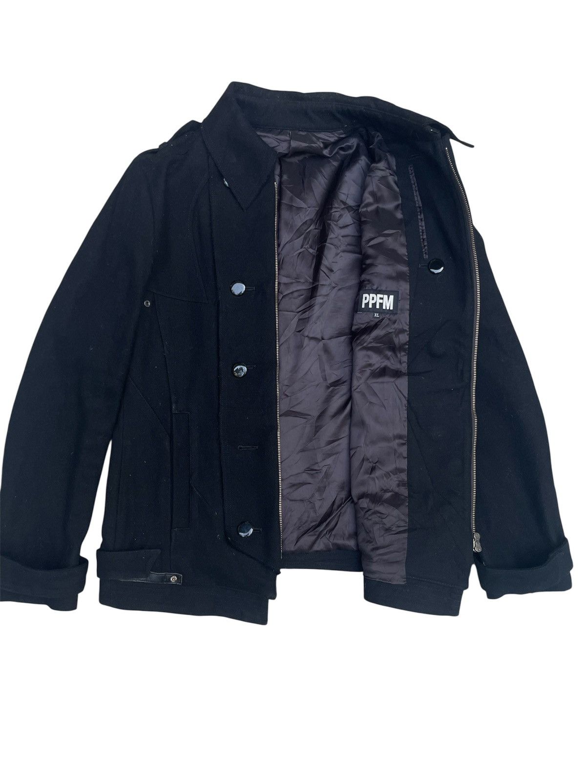 PPFM Y2K PPFM Black Utility Jacket Riveted Back - Buckled Hem Size US S / EU 44-46 / 1 - 4 Thumbnail