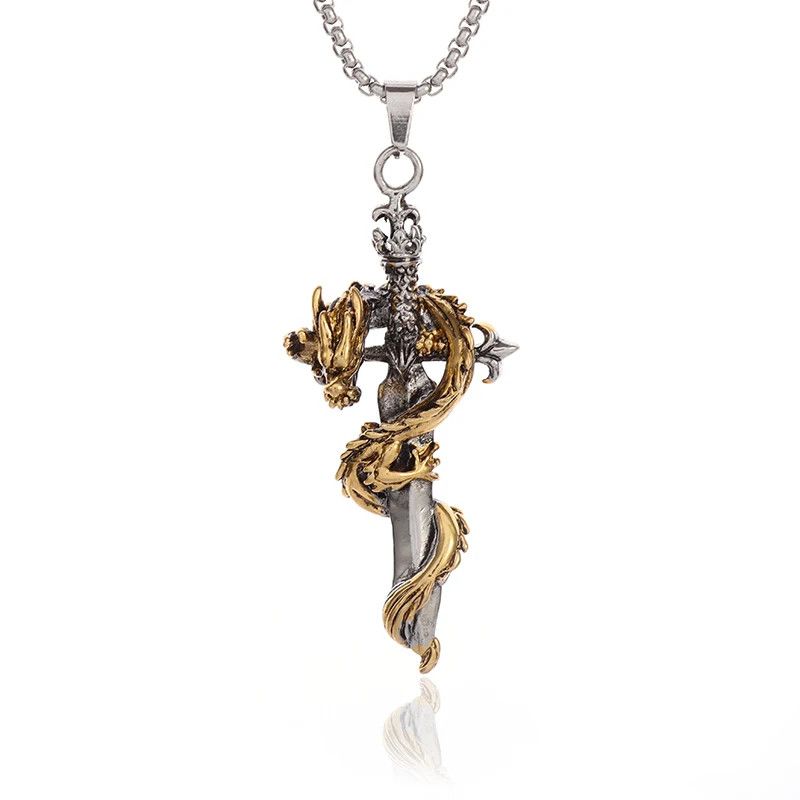 Jewelry × Vintage Vintage Gold Dragon Wrapping Cros Necklace Size ONE SIZE - 3 Thumbnail