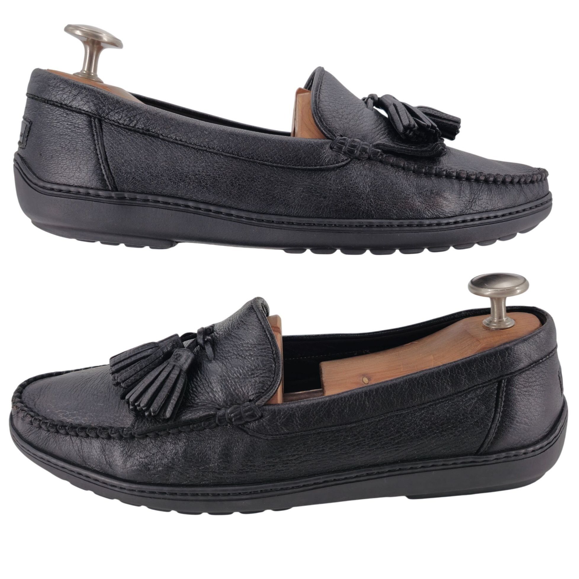 Bragano × Cole Haan Vintage Bragano Cole Haan Black Pebble Grain Tassel Loafers Size US 11.5 / EU 44-45 - 8 Thumbnail