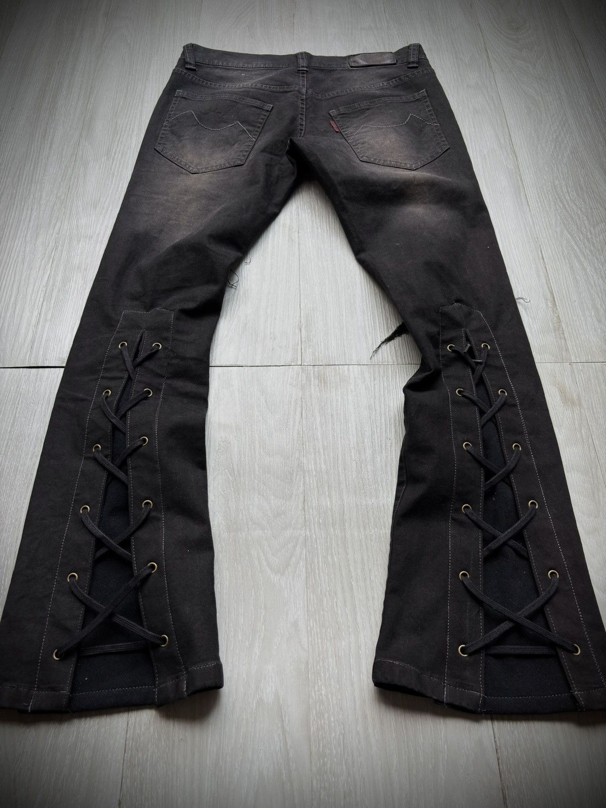 Tornado Mart TORNADO MART distressed lace up jeans Size US 28 / EU 44 - 6 Thumbnail