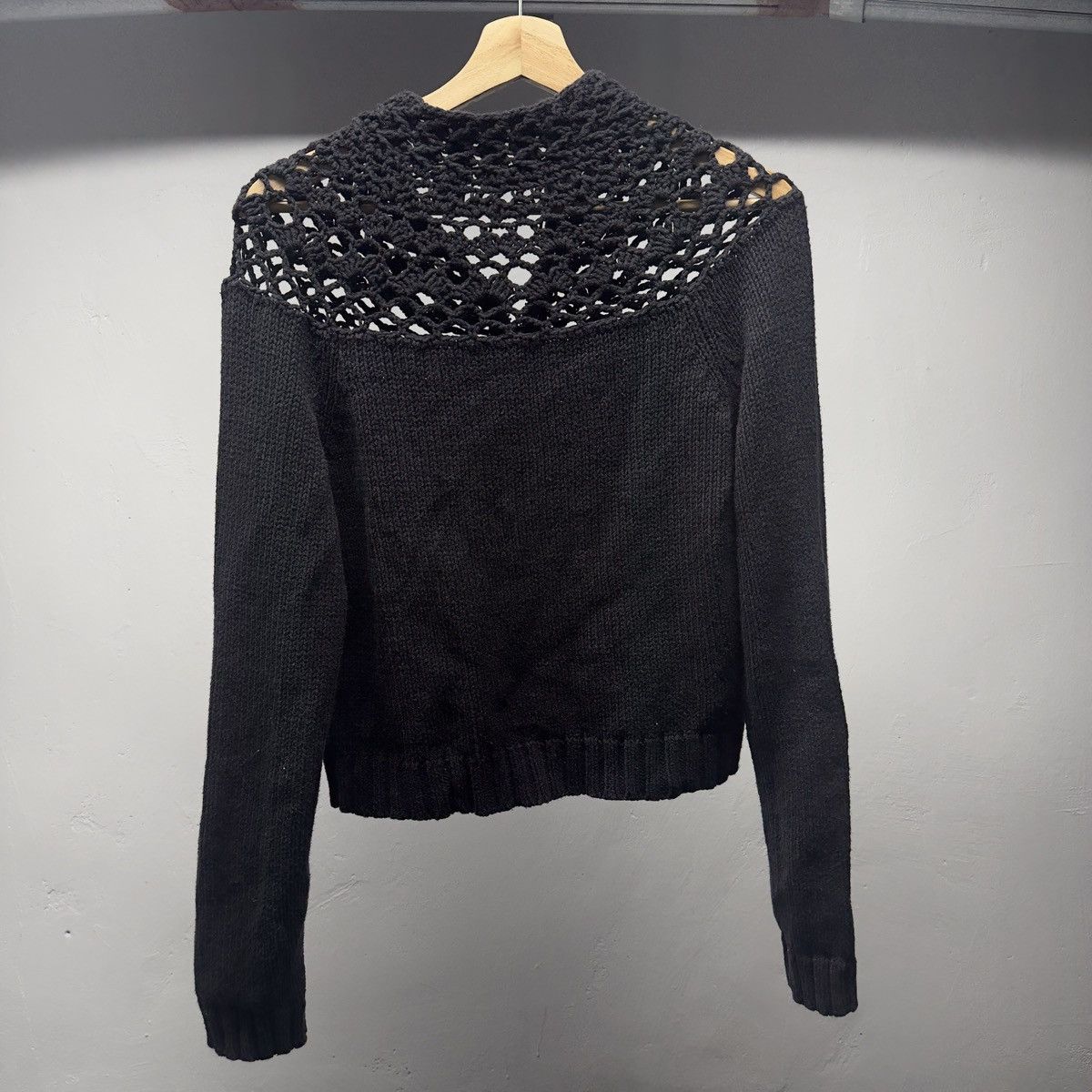Vintage Vintage Crochet Yoke Lace Mock Neck Knit Sweater ERD Grunge Size L / US 10 / IT 46 - 2 Thumbnail