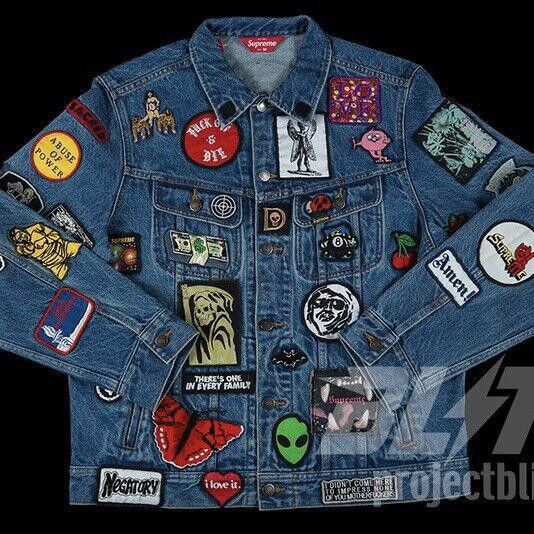 Supreme SS18 SUPREME PATCHES DENIM TRUCKER JACKET BLUE M Size US M / EU 48-50 / 2 - 1 Thumbnail