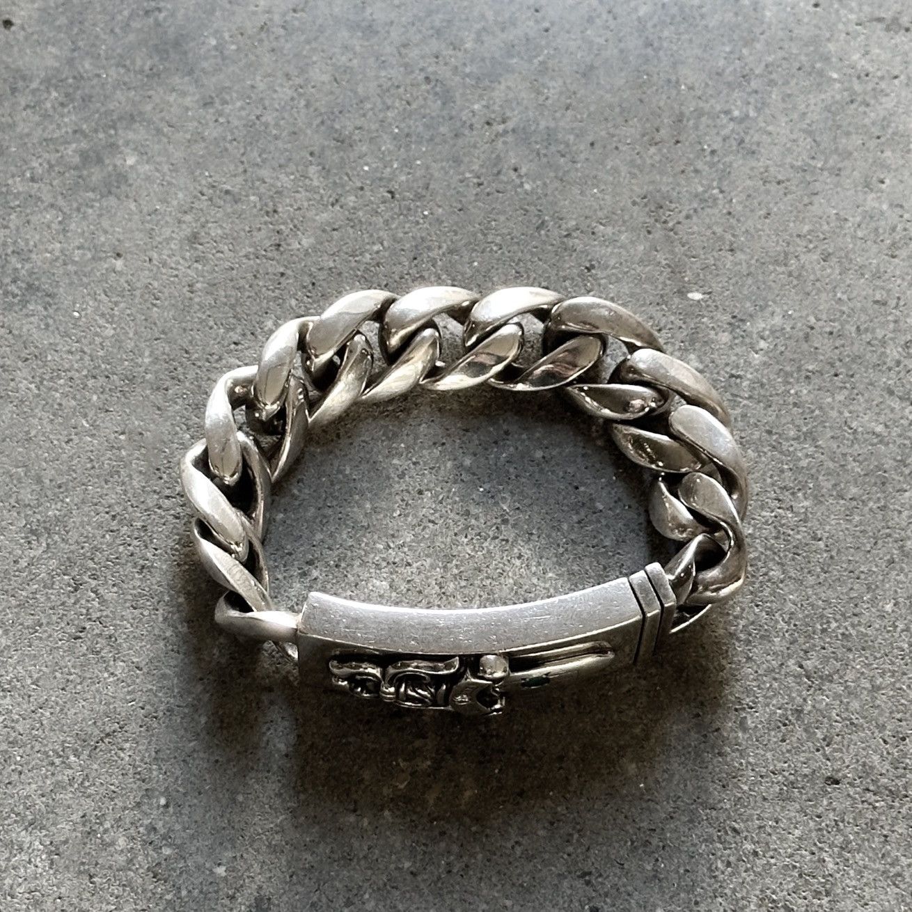 Chrome Hearts Emerald & Diamond Dagger ID Silver Cuban Link Bracelet Size ONE SIZE - 5 Thumbnail