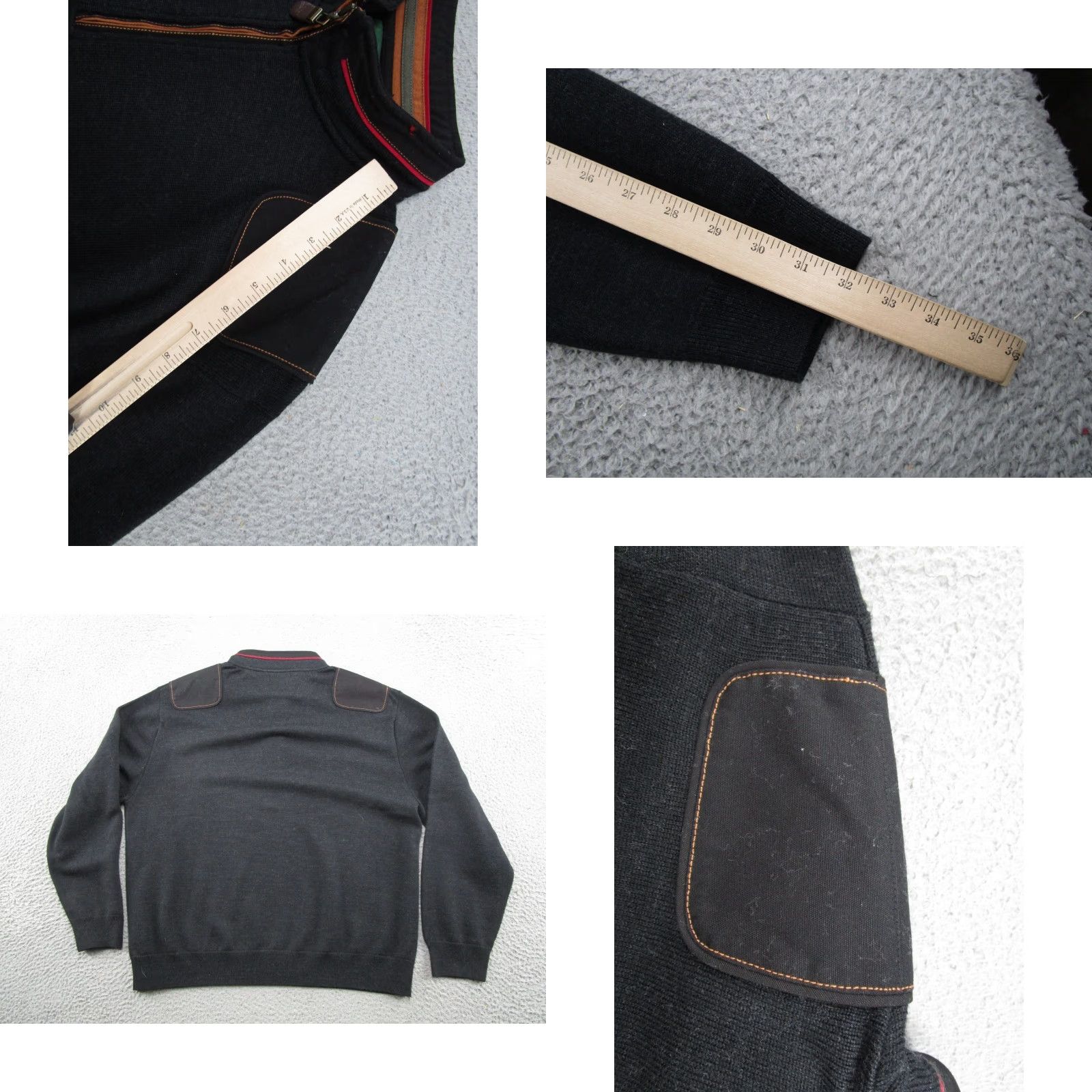 Orvis Orvis Mens Navy Black Merino Wool Sweater 1/4 Zip Mock Neck Elbow Patches XL Sweater Mens 1/4 Zip Pullover Autumn Winter Size US XL / EU 56 / 4 - 8 Thumbnail