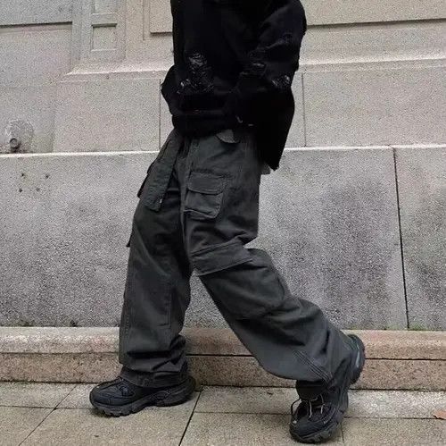 VIBE Vintage washed distressed cargo wide leg pants Size US 34 / EU 50 - 4 Thumbnail