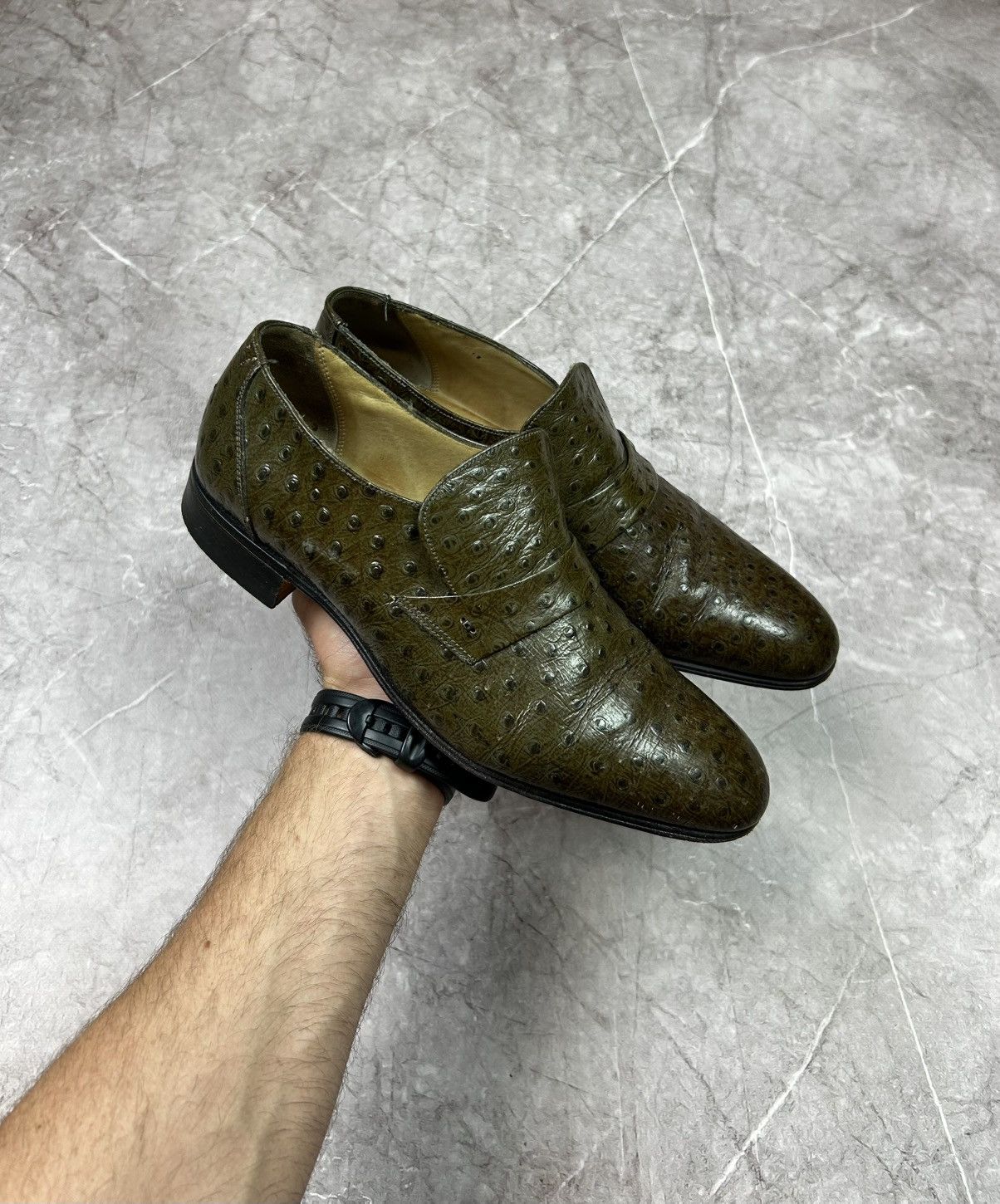 Grenson GRENSON TOP GALLANTS Men's Green Crocodile Leather Slip-On Size US 9 / EU 42 - 2 Thumbnail